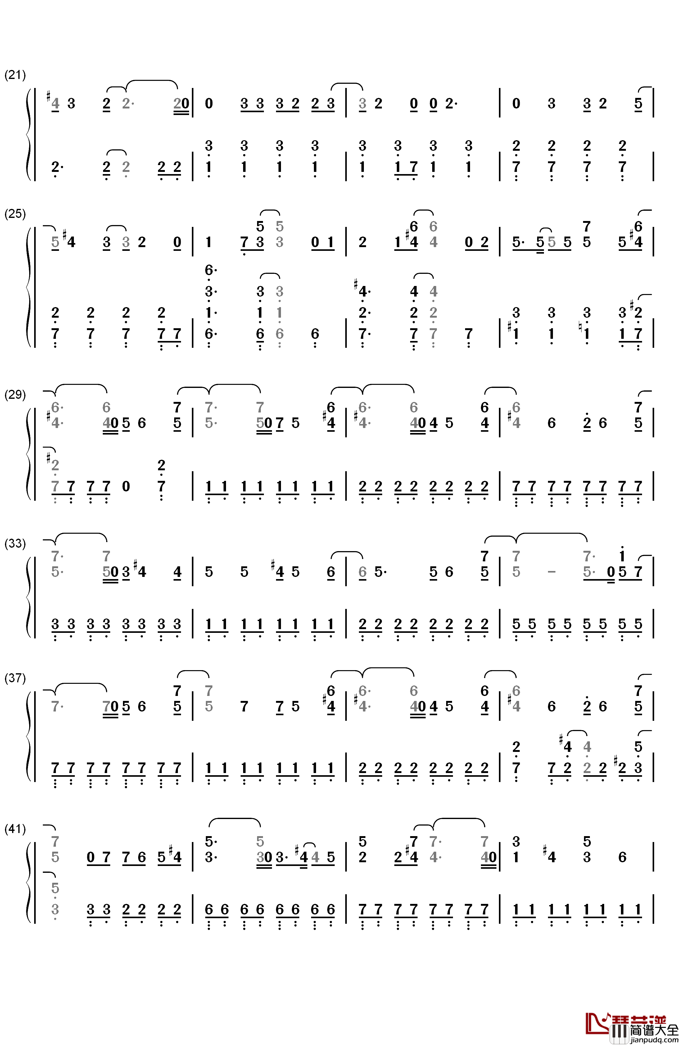 僕はいない钢琴简谱_数字双手_NMB48