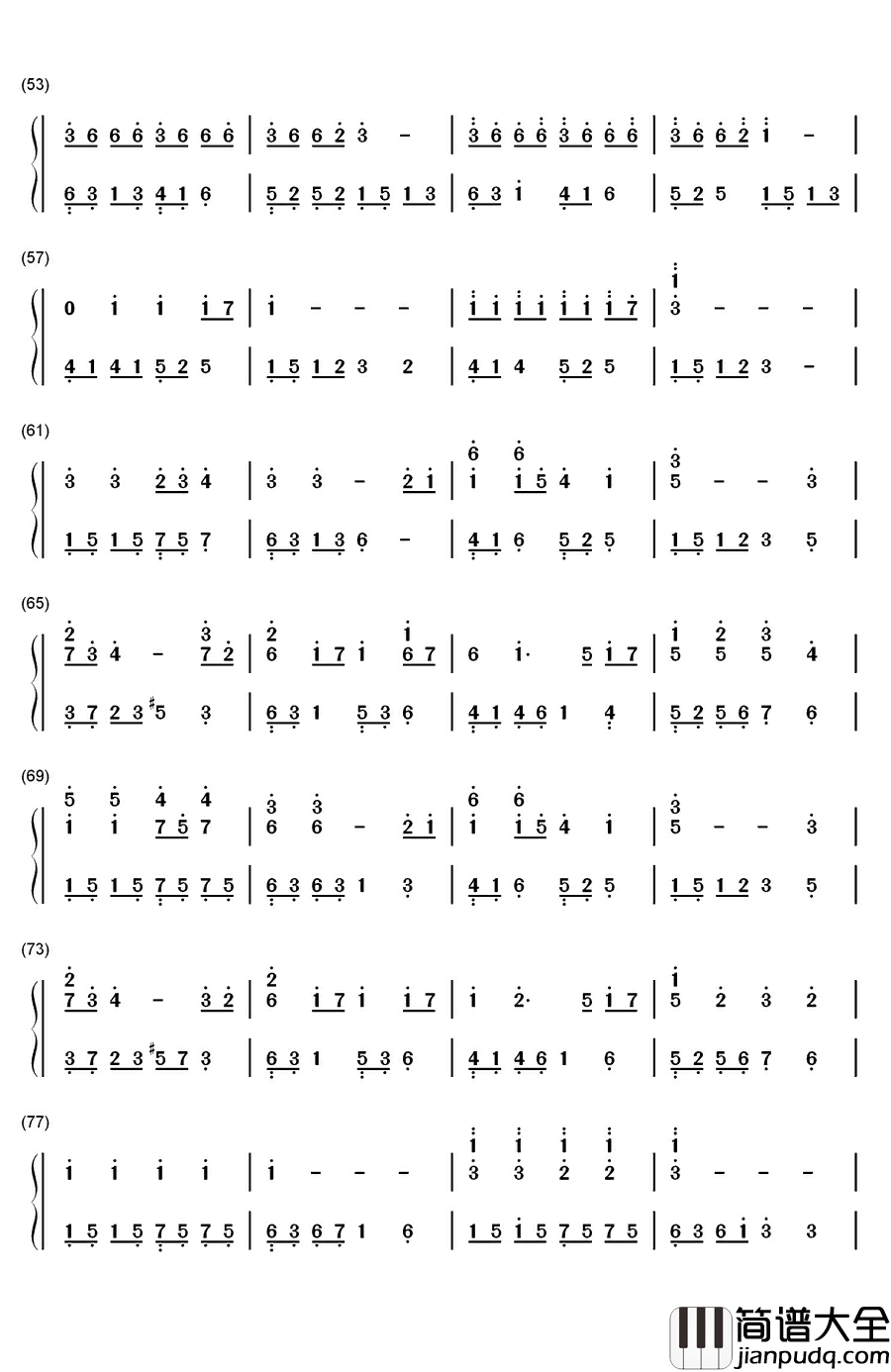 第105天钢琴简谱_数字双手_pianoboy