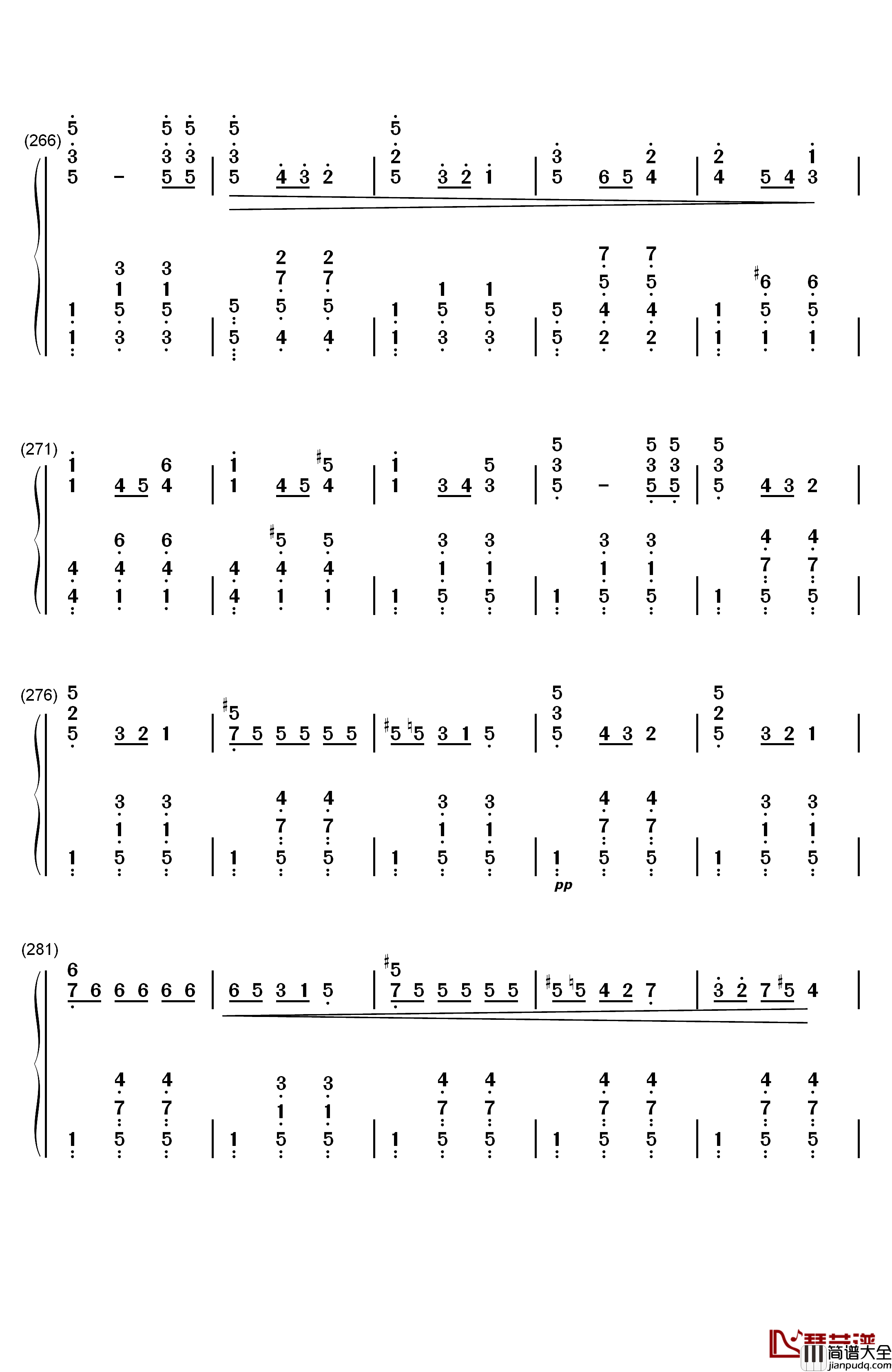 华丽大圆舞曲钢琴简谱_数字双手_肖邦