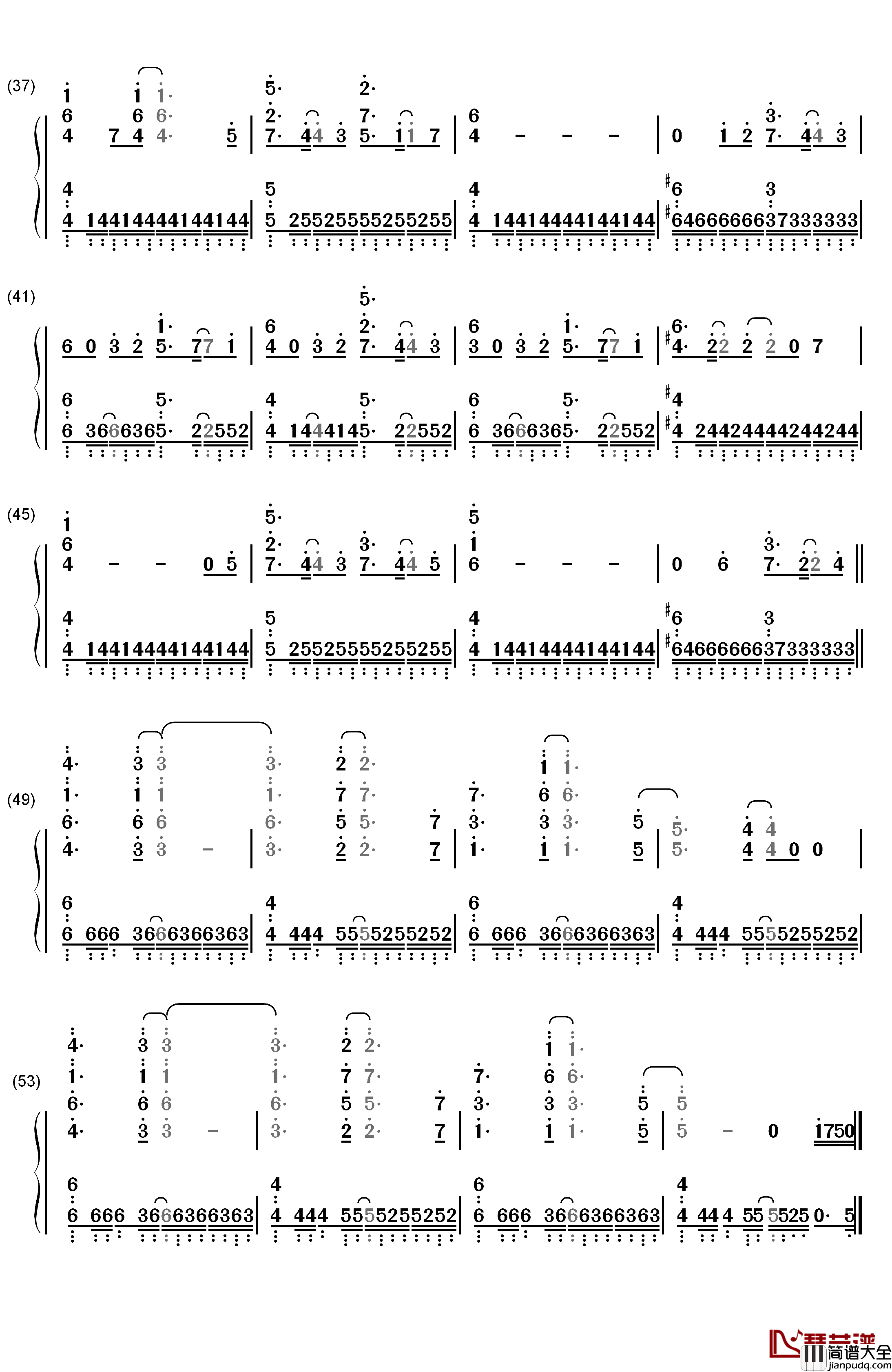 PSI钢琴简谱_数字双手_川田まみ_川田麻美