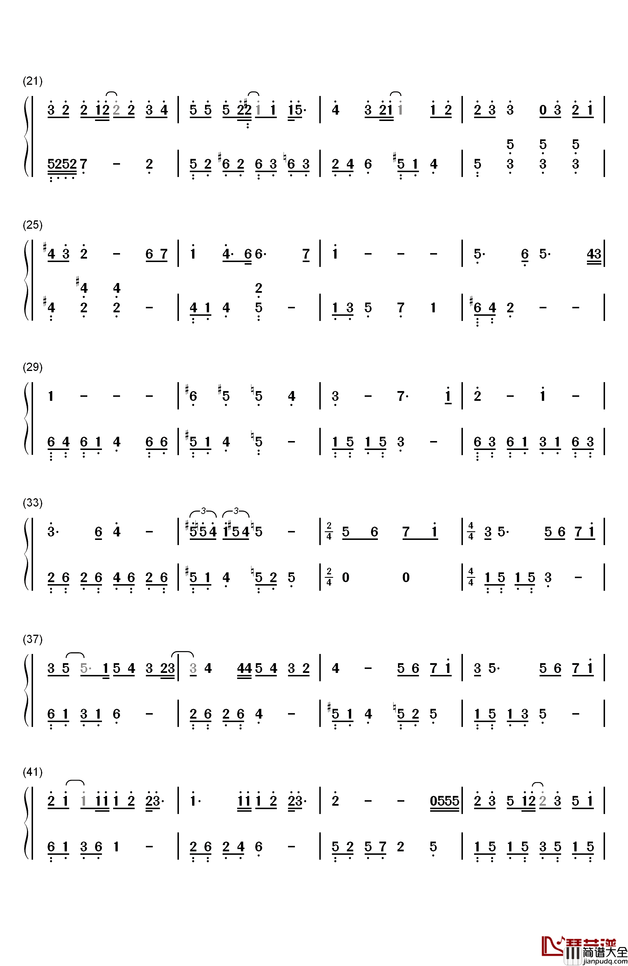 爱了很久的朋友钢琴简谱_数字双手_田馥甄