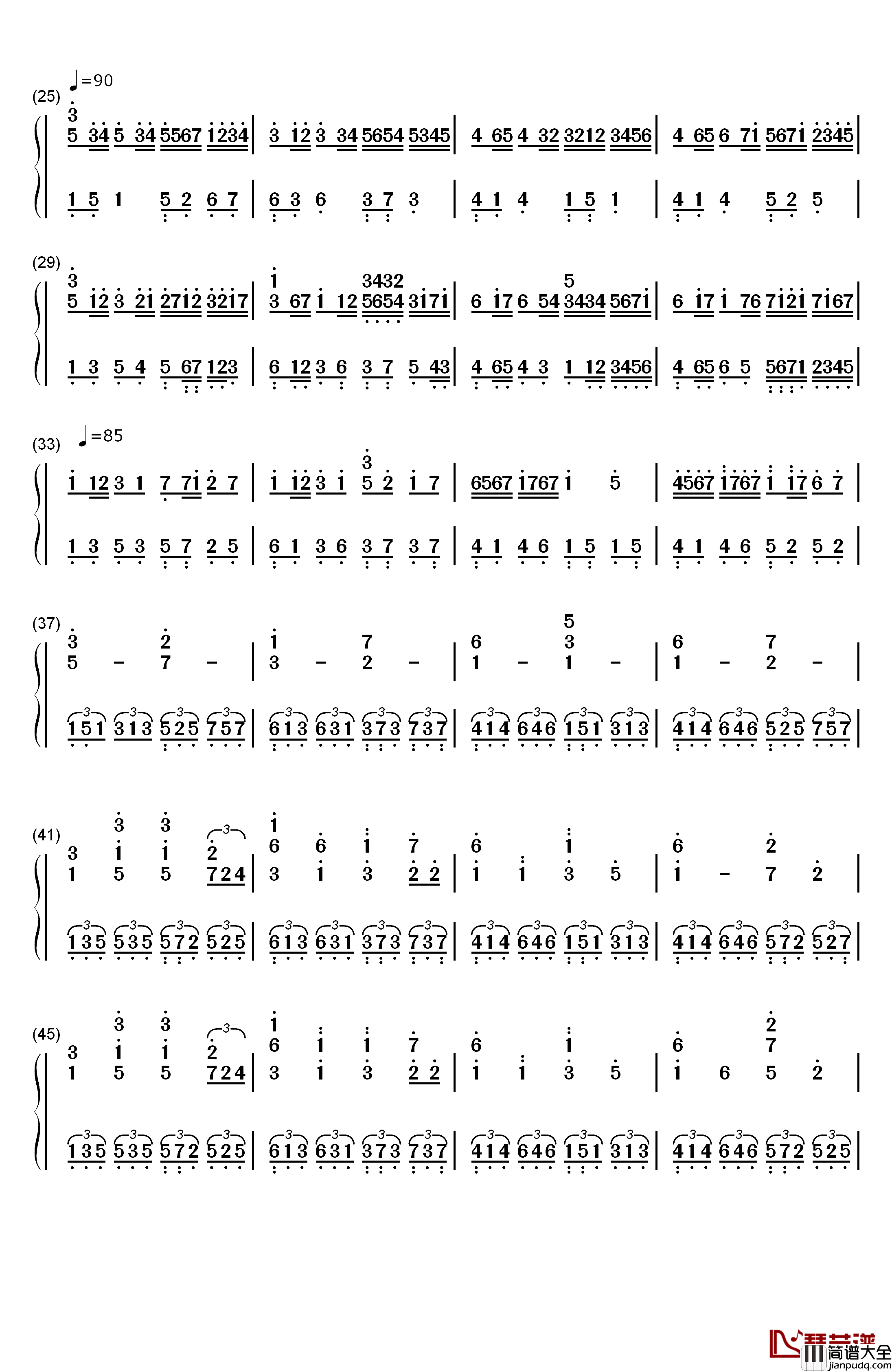 Canon_D大调钢琴简谱_数字双手_深田恭子