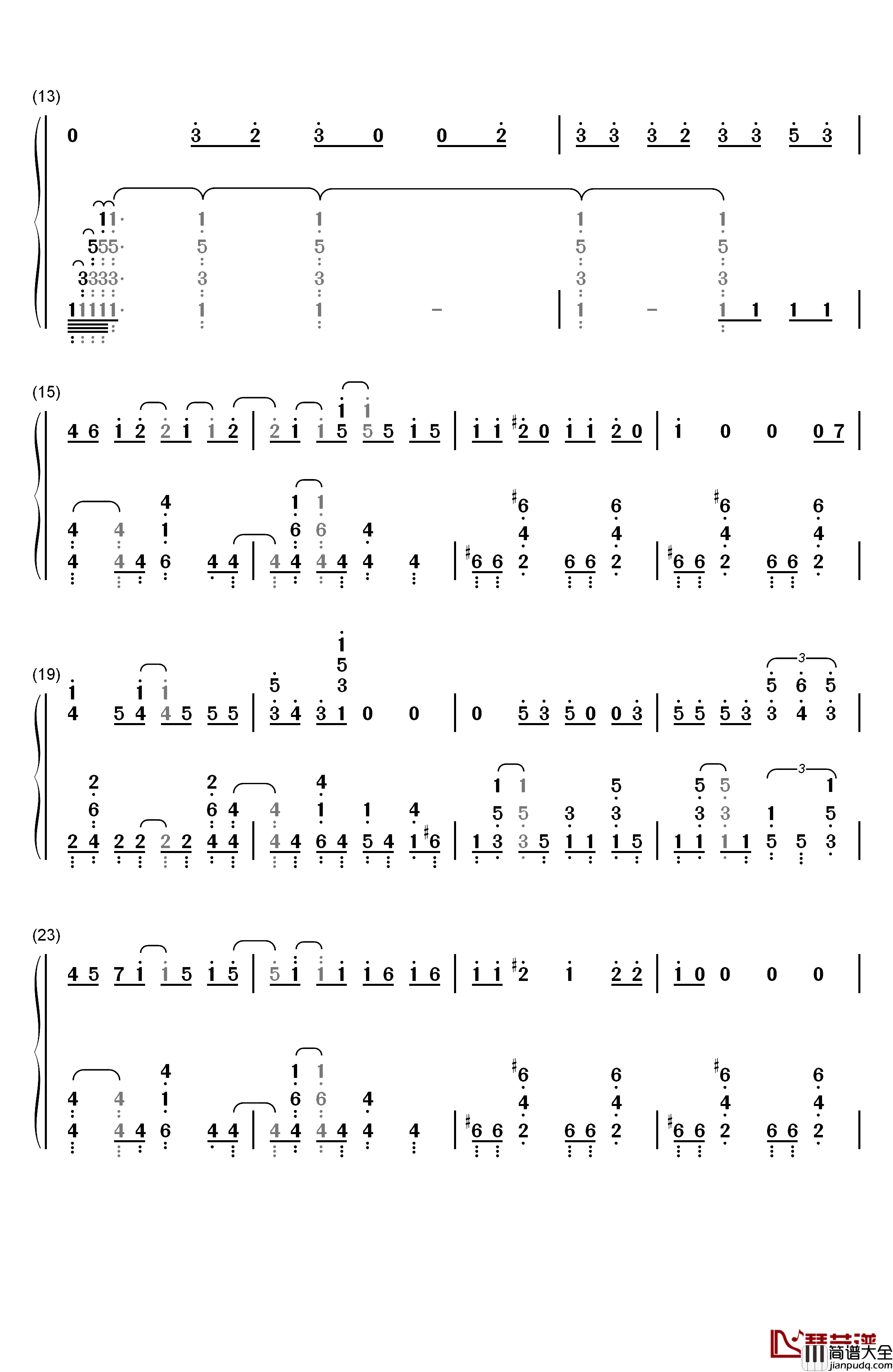 君のせい钢琴简谱_数字双手_The_Peggies