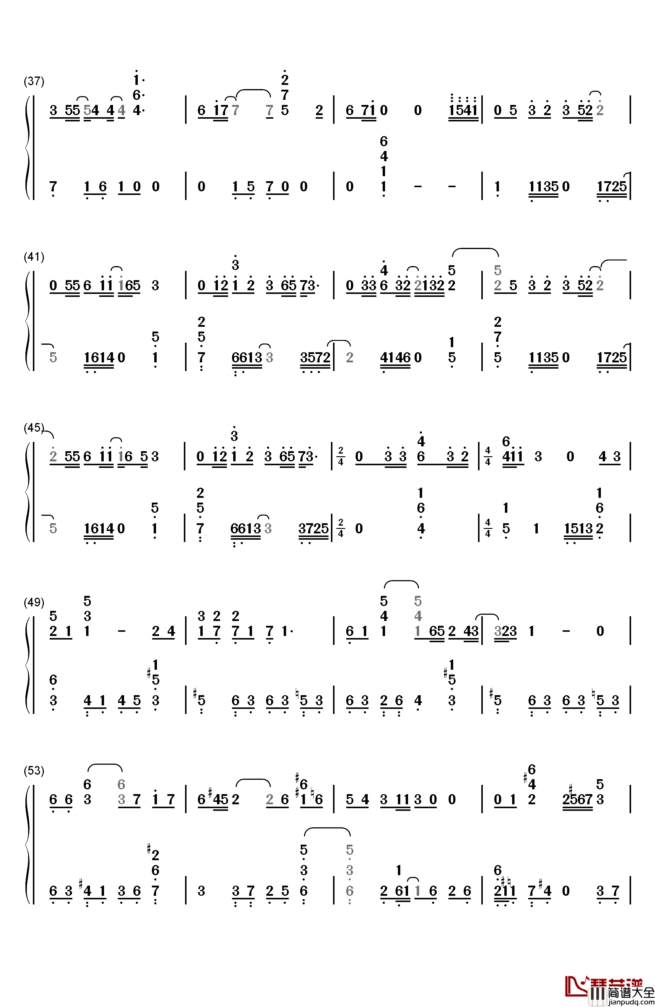 雪の華钢琴简谱_数字双手_中岛美嘉