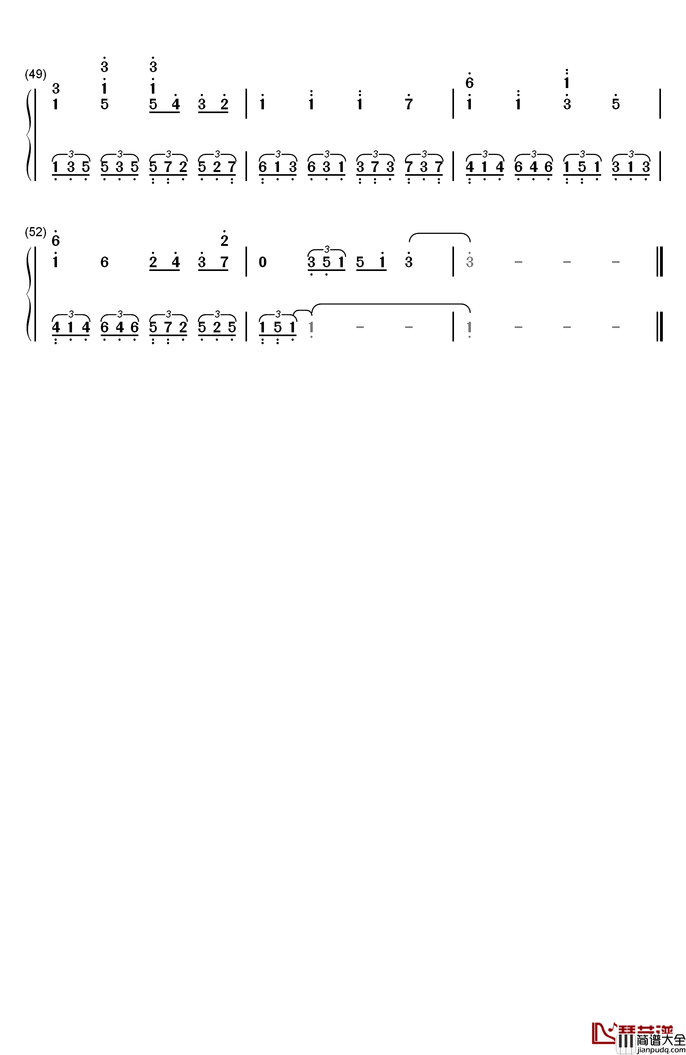 Canon_D大调钢琴简谱_数字双手_深田恭子