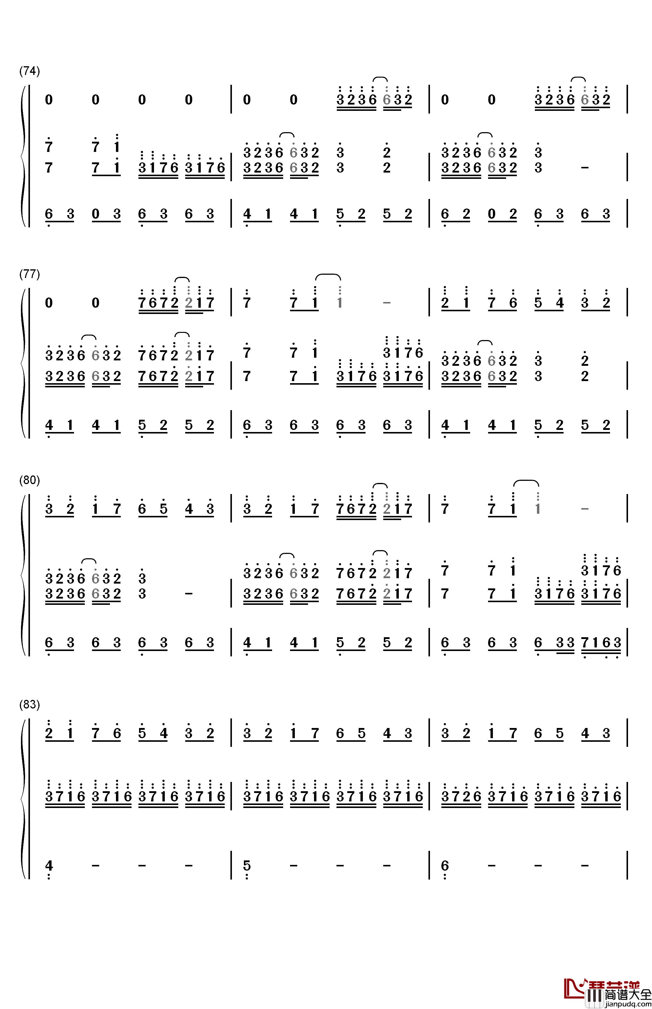 情书钢琴简谱_数字双手_DJ_Okawari
