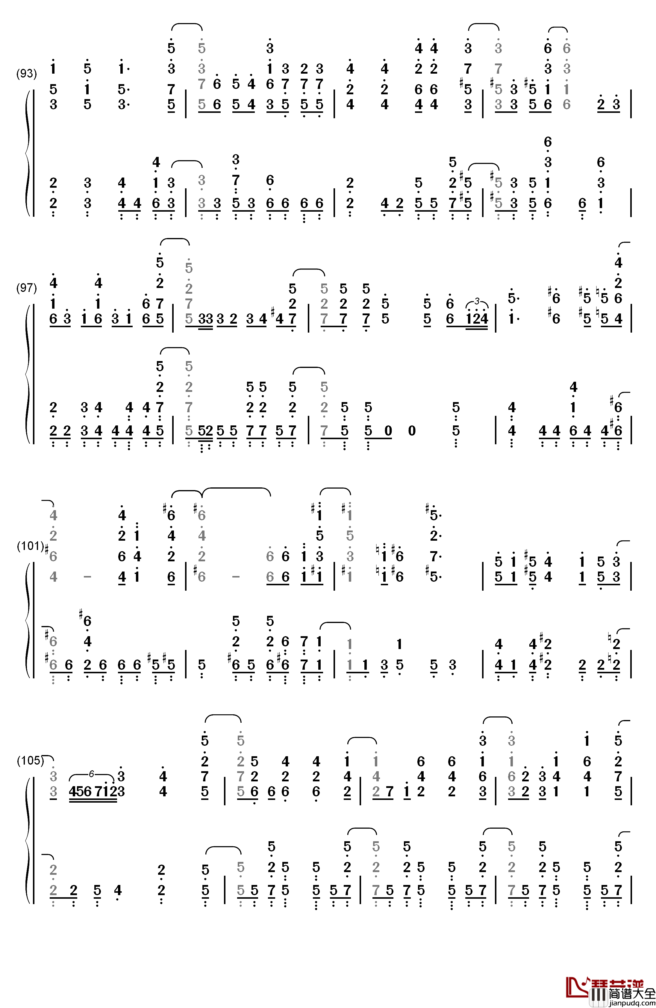 Daydream_Cafe钢琴简谱_数字双手_Petit_Rabbit's