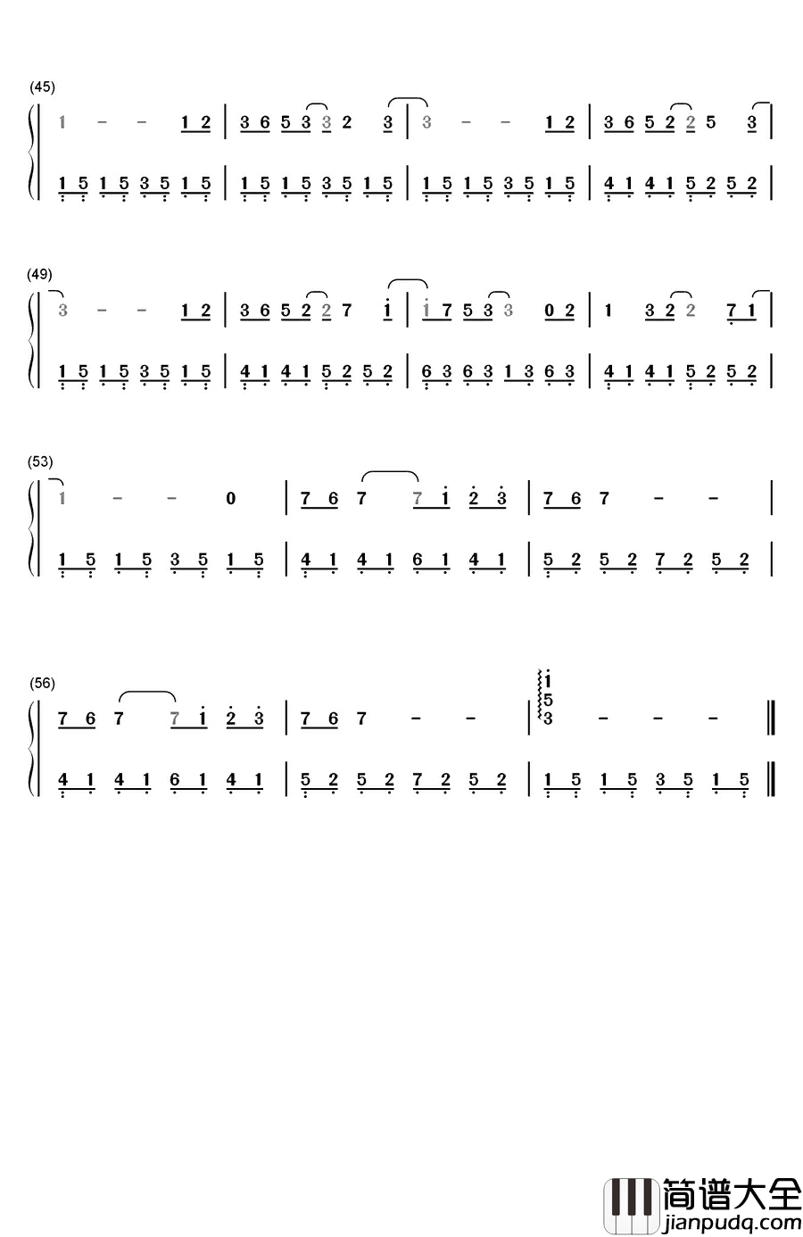 梦里花钢琴简谱_数字双手_张韶涵