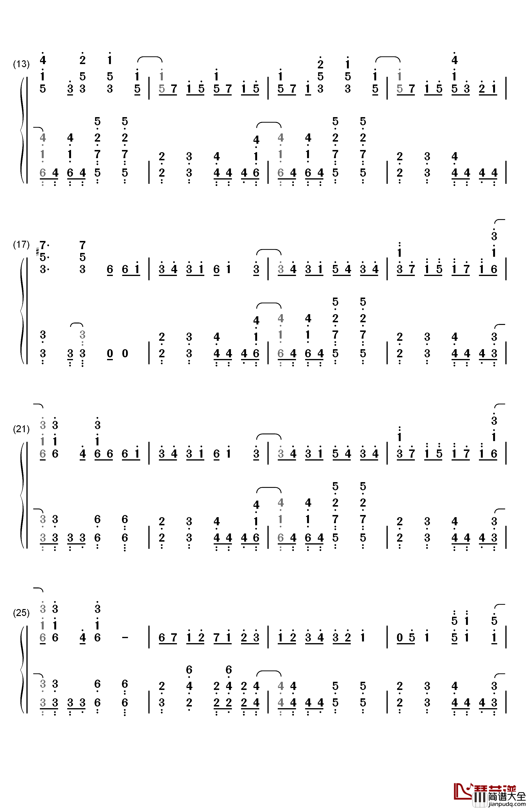 Daydream_Cafe钢琴简谱_数字双手_Petit_Rabbit's