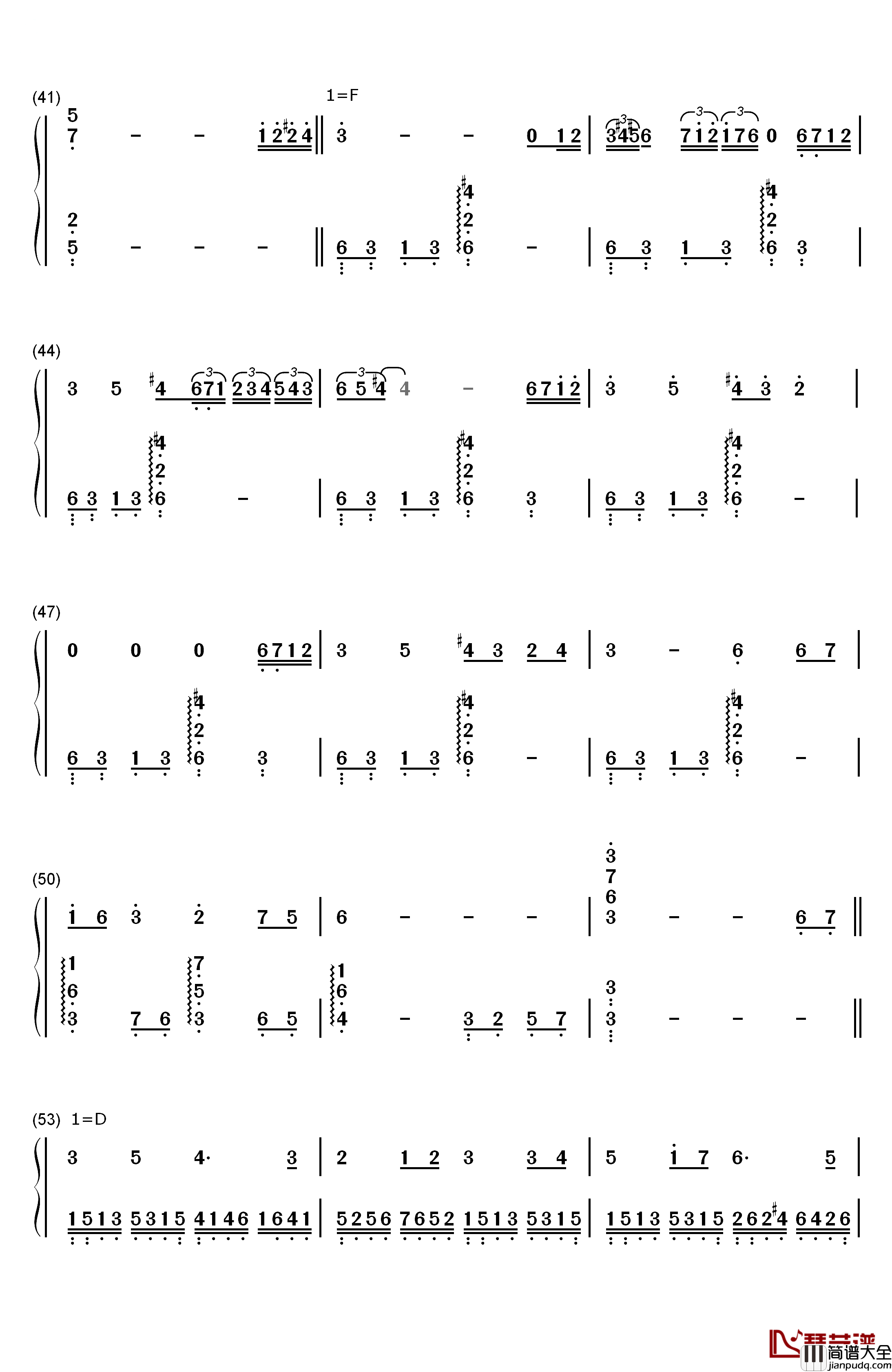 Dear_Friends钢琴简谱_数字双手_植松伸夫