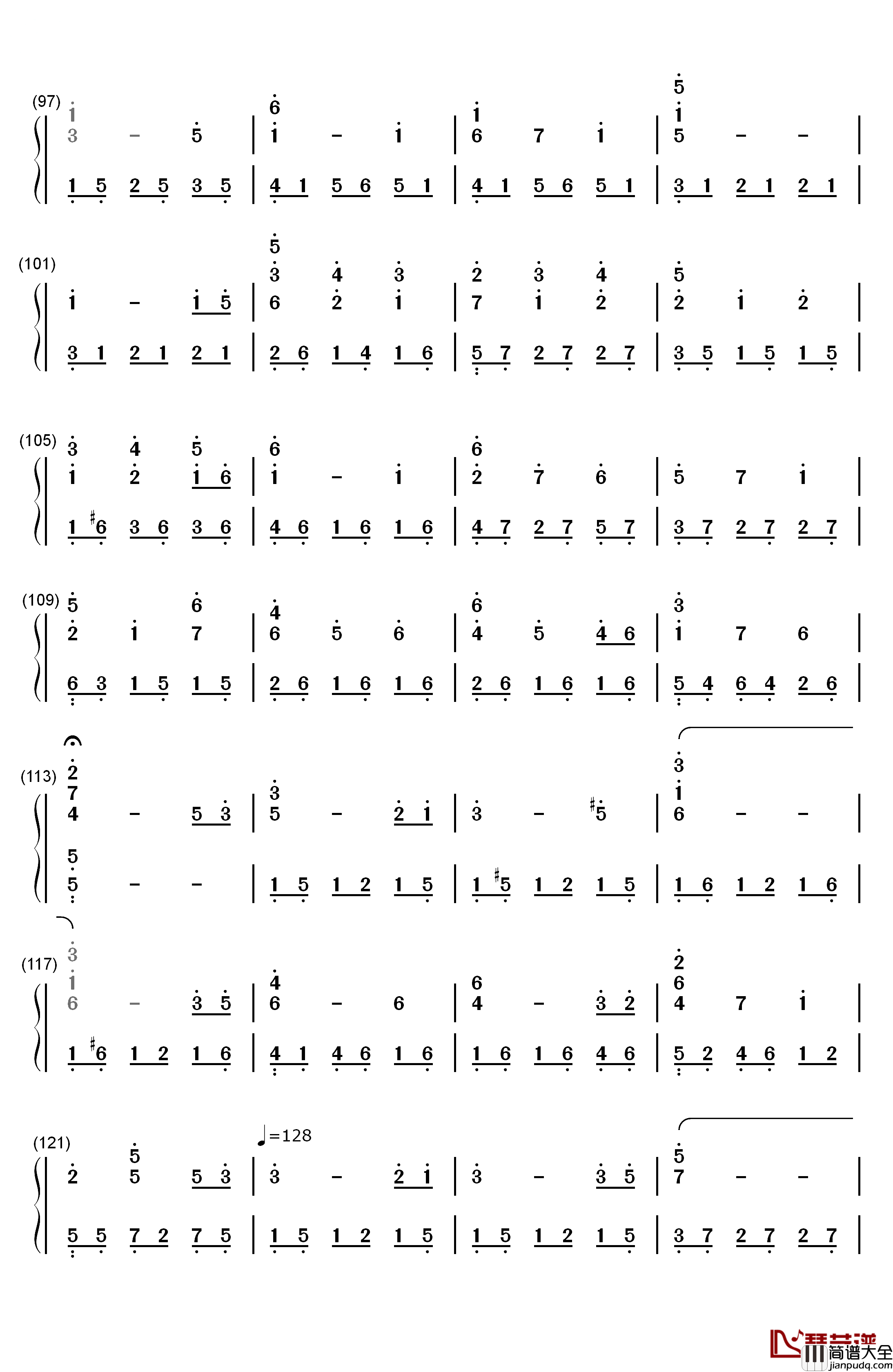世界的约定钢琴简谱_数字双手_倍赏千恵子