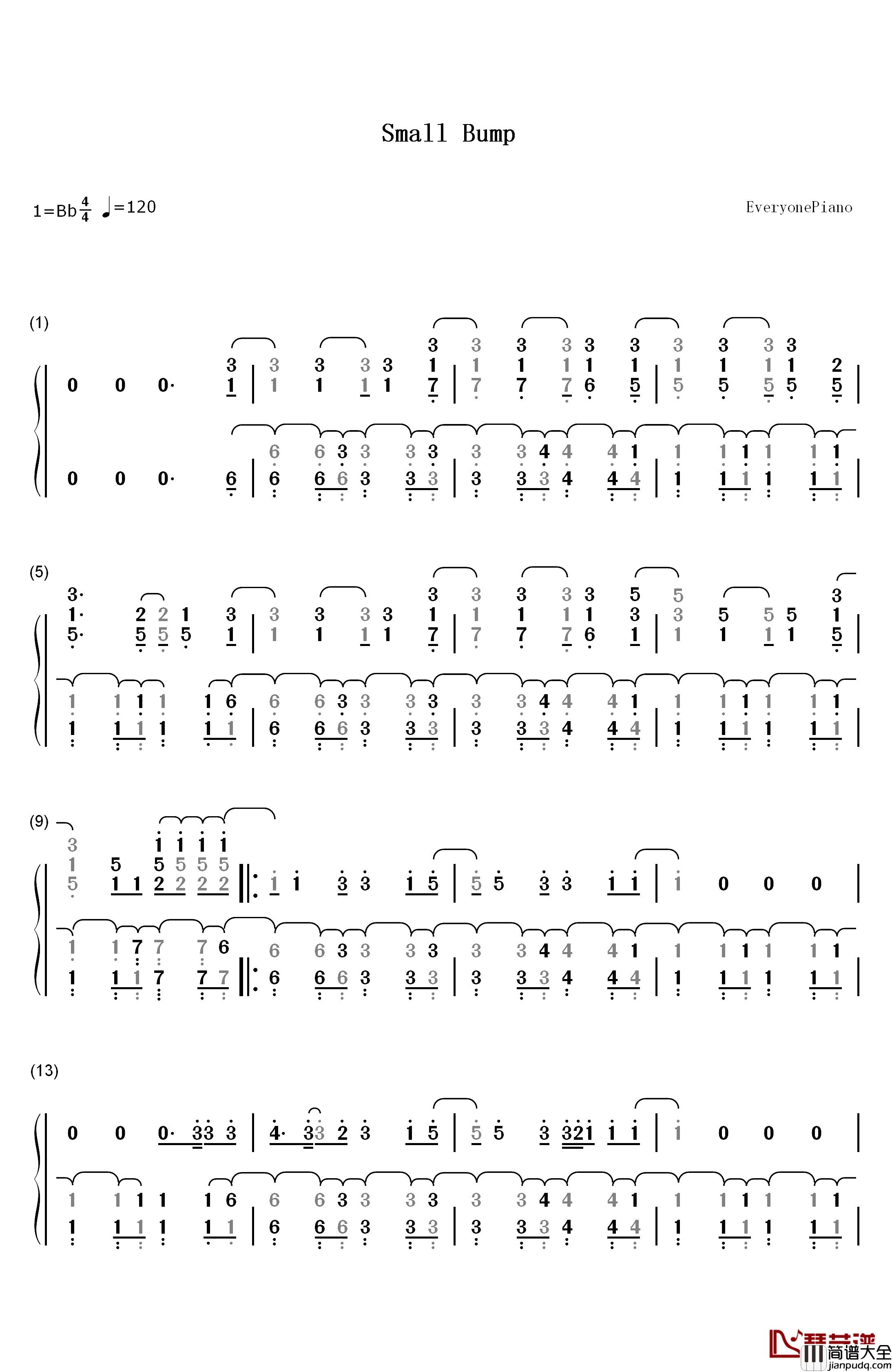 Small_Bump钢琴简谱_数字双手_Ed_Sheeran