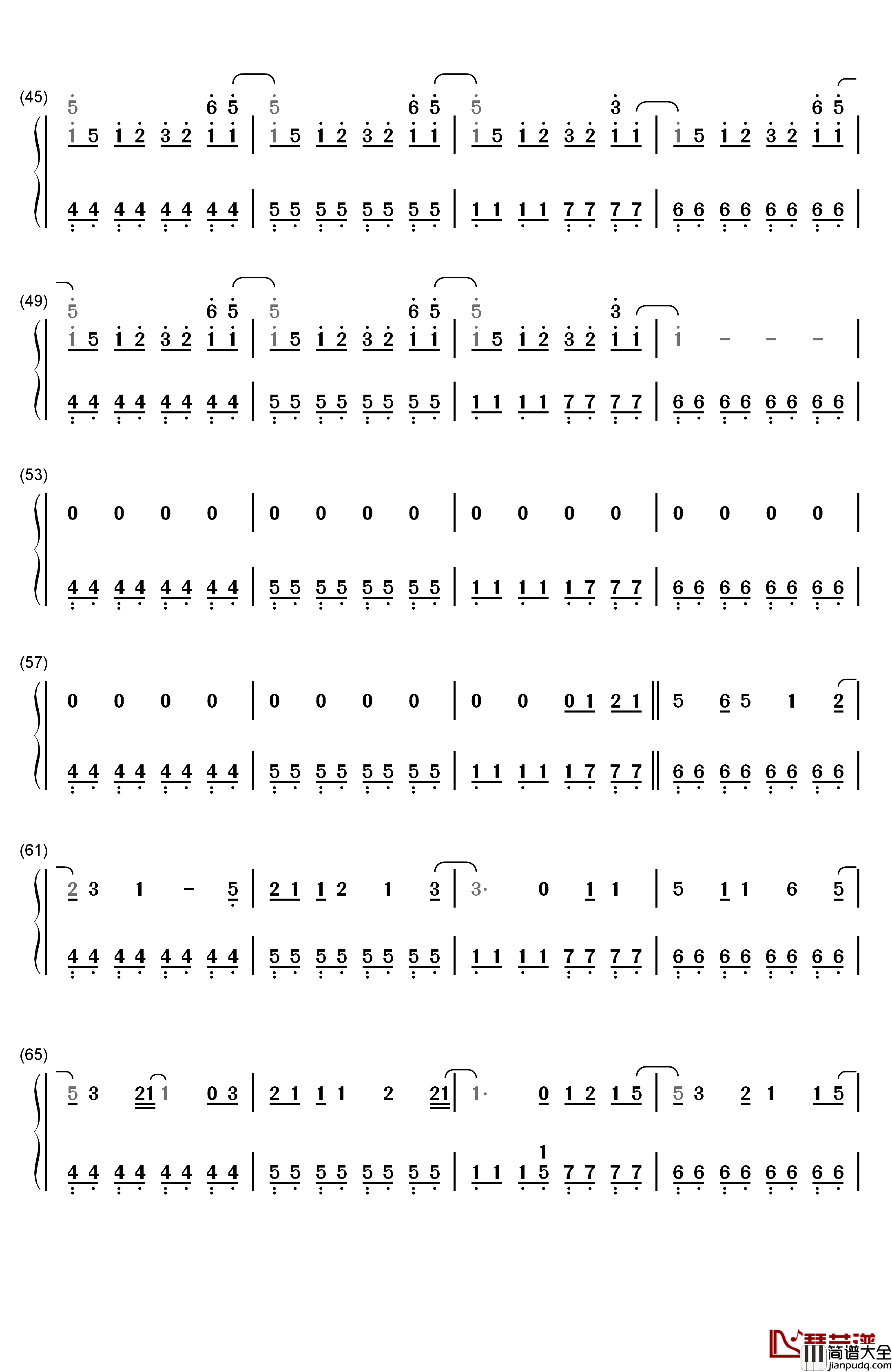 明日夜空的巡逻班钢琴简谱_数字双手_IA