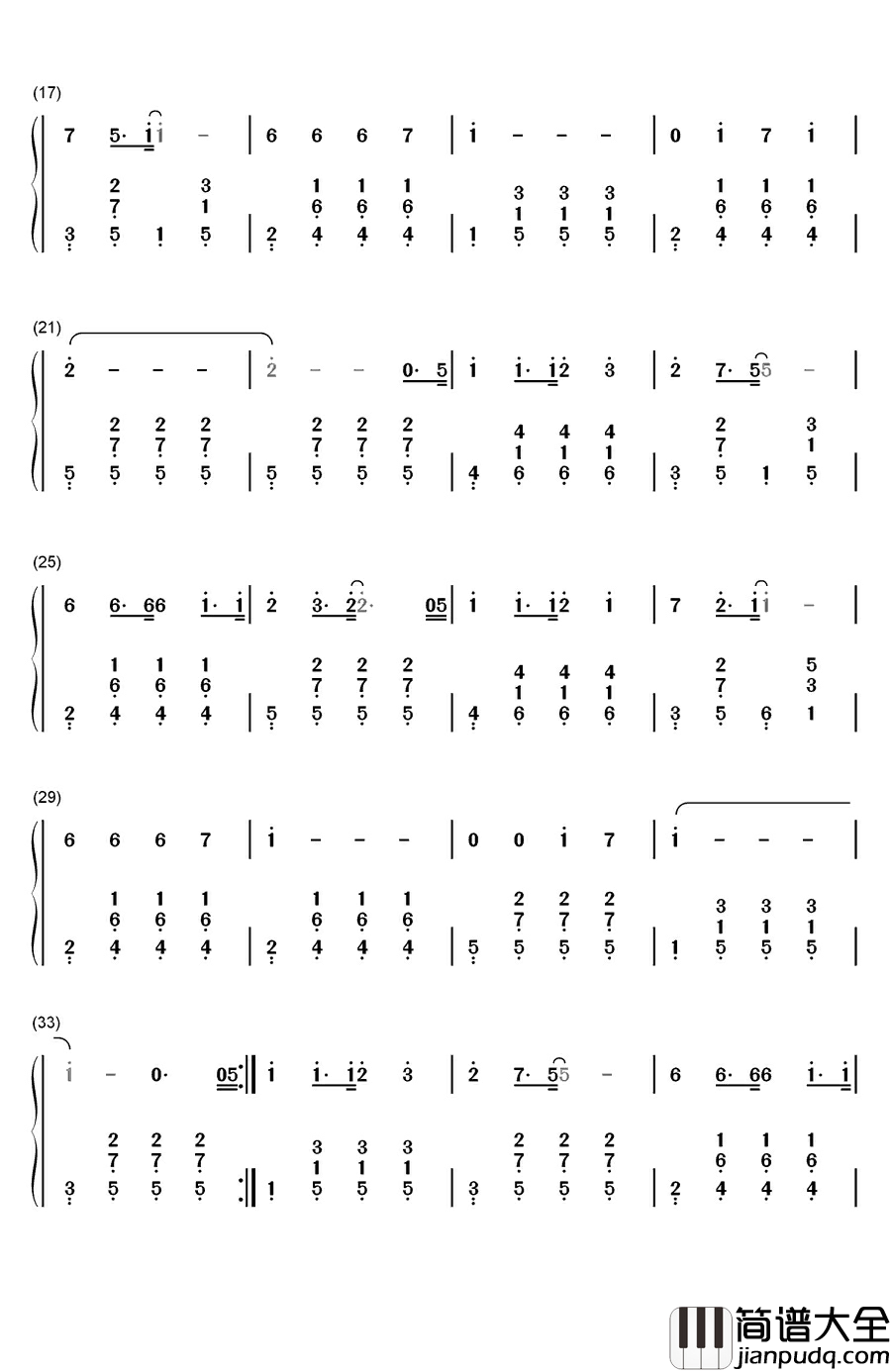 左手右手钢琴简谱_数字双手_杨沛宜