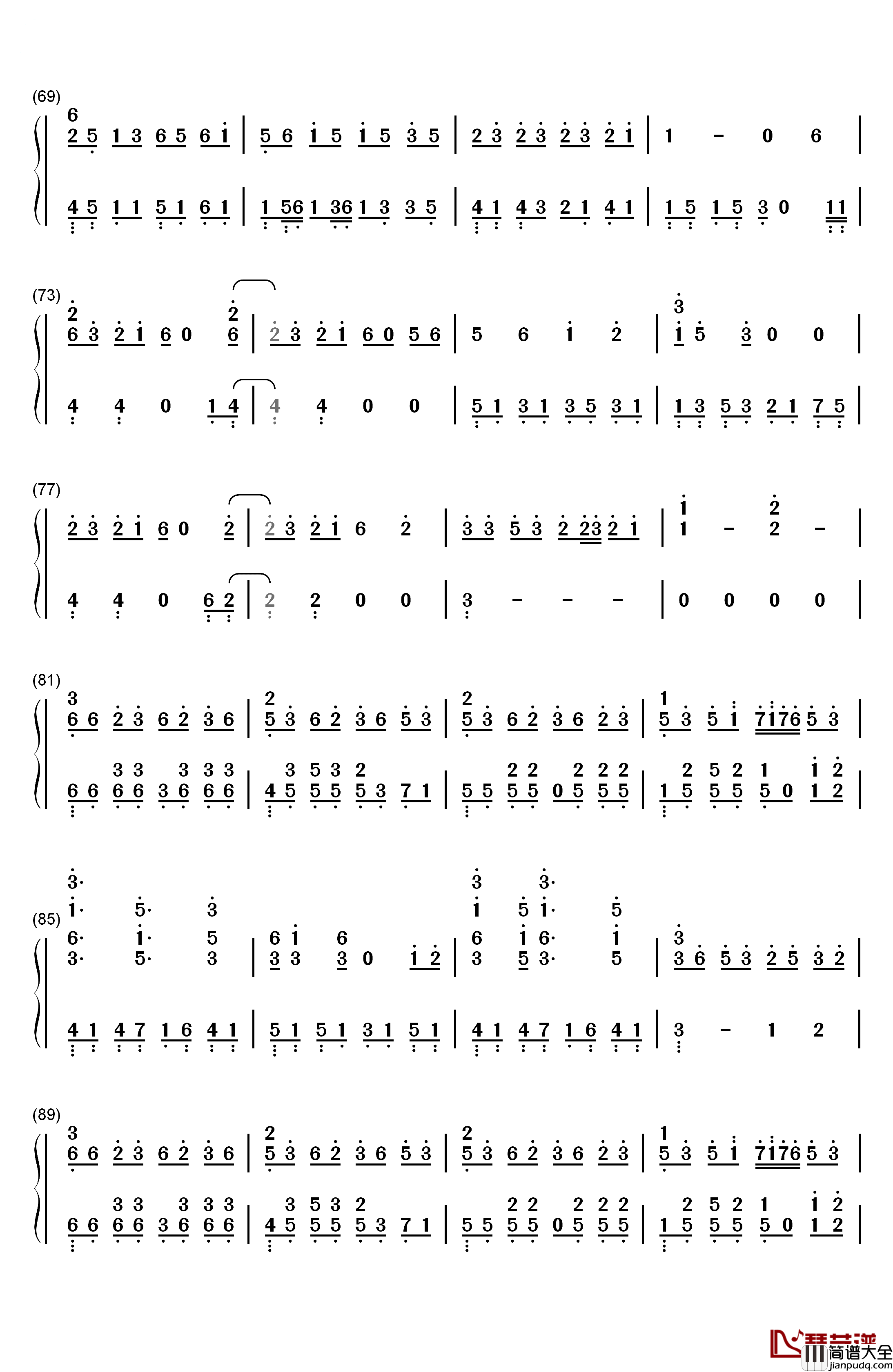 霜雪千年钢琴简谱_数字双手_洛天依_乐正绫