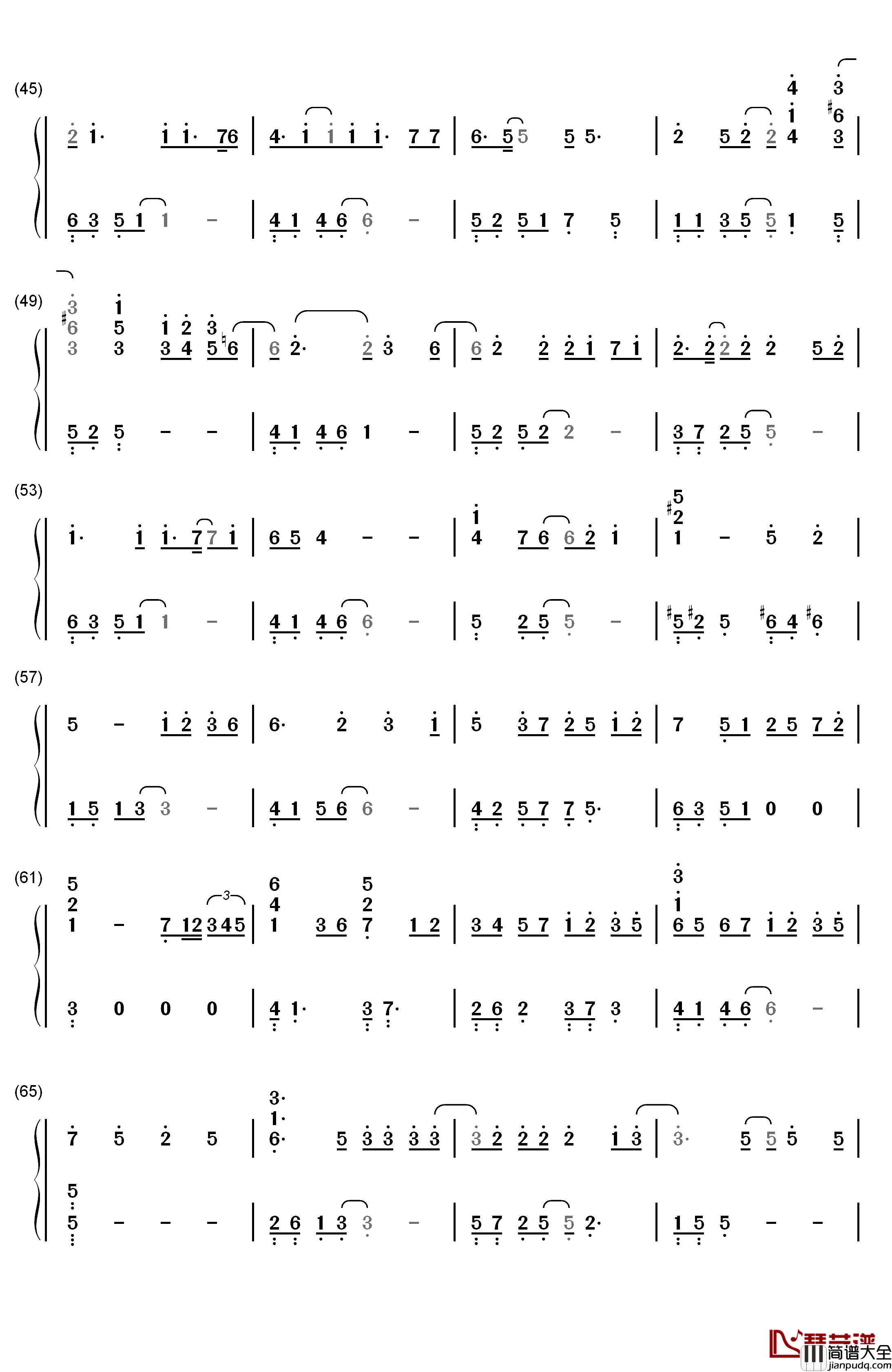 你还要我怎样钢琴简谱_数字双手_薛之谦