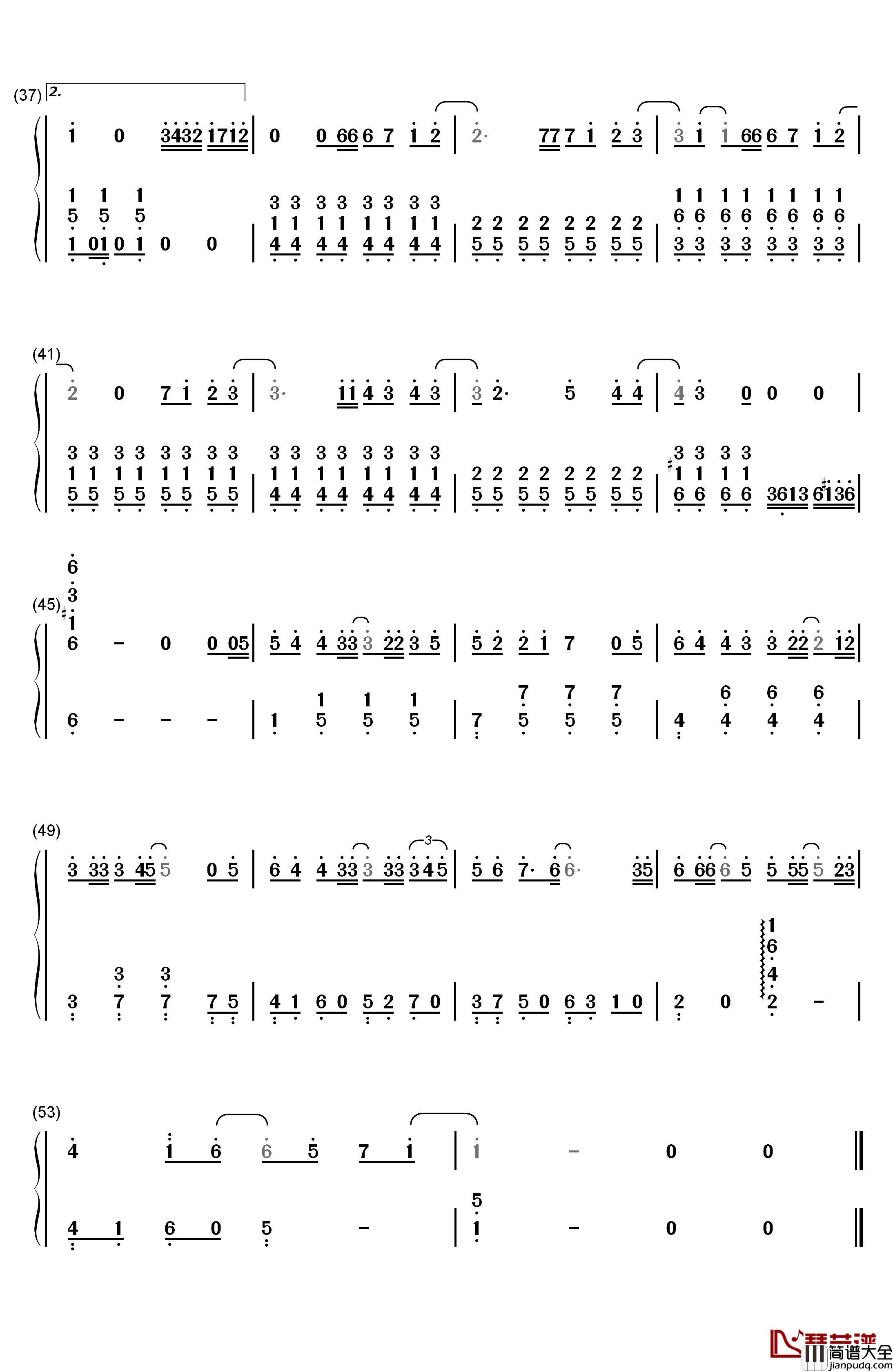 云烟成雨钢琴简谱_数字双手_房东的猫