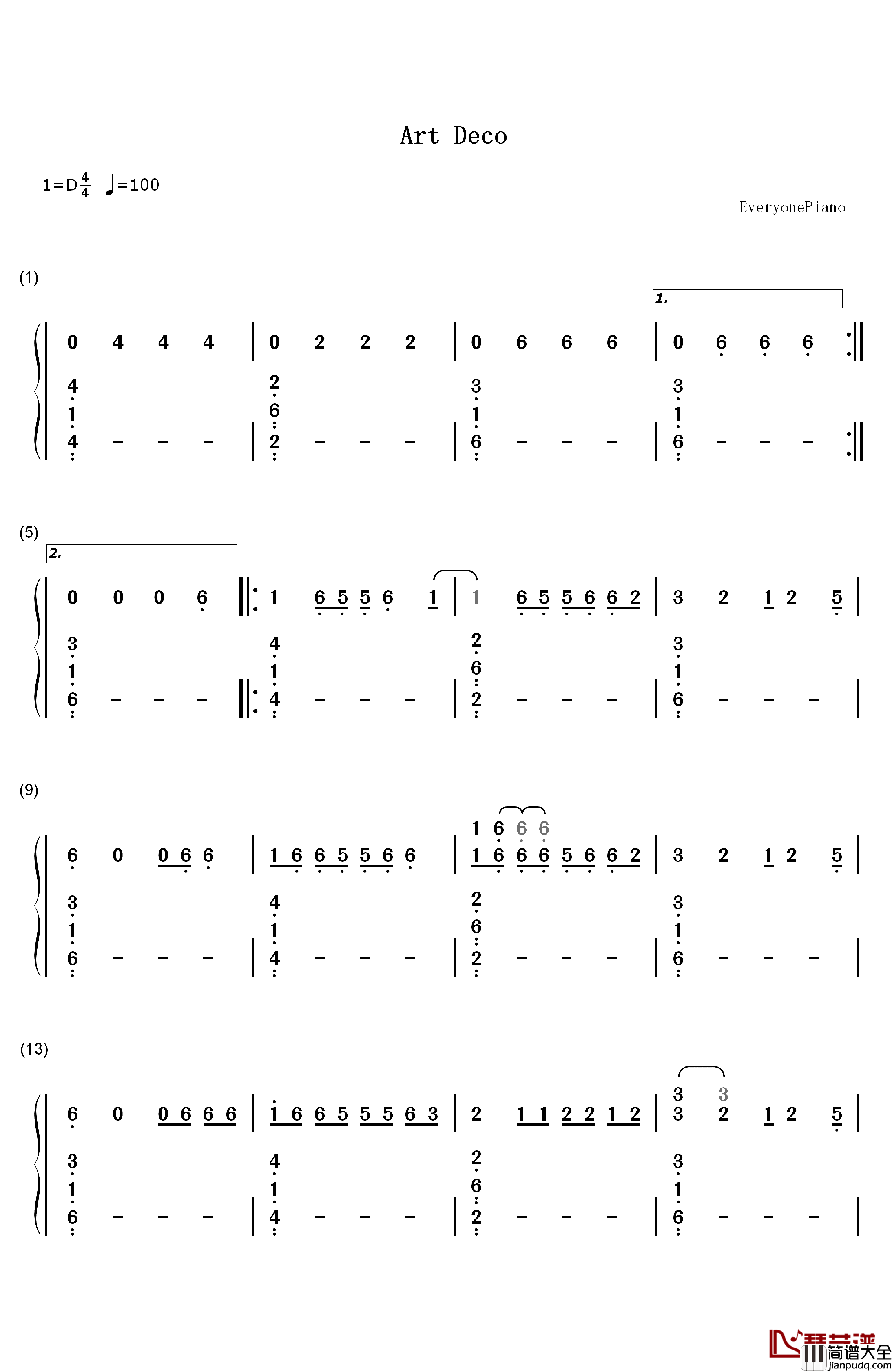 Art_Deco钢琴简谱_数字双手_Lana_Del_Rey