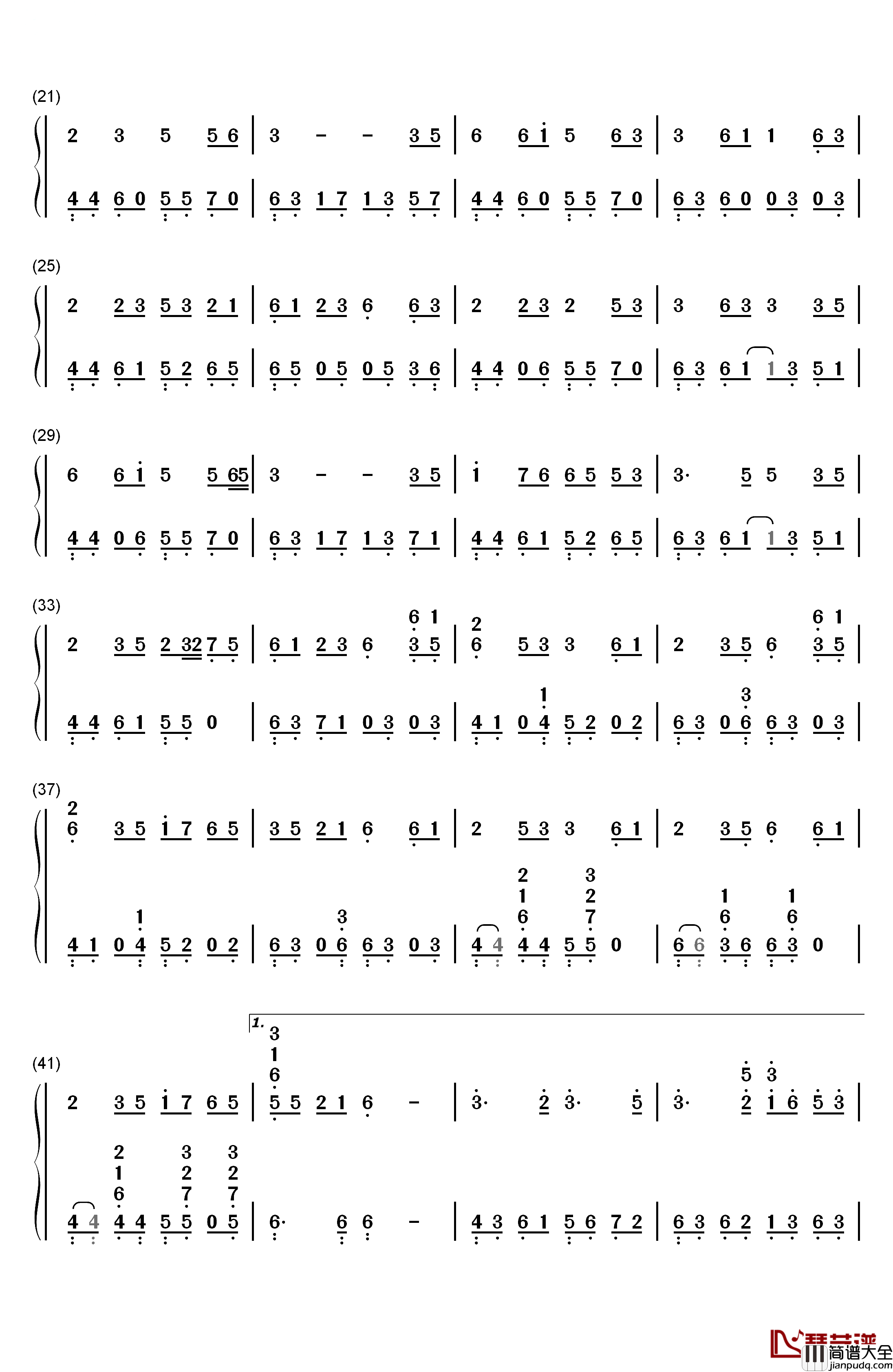 纺歌钢琴简谱_数字双手_镜音双子