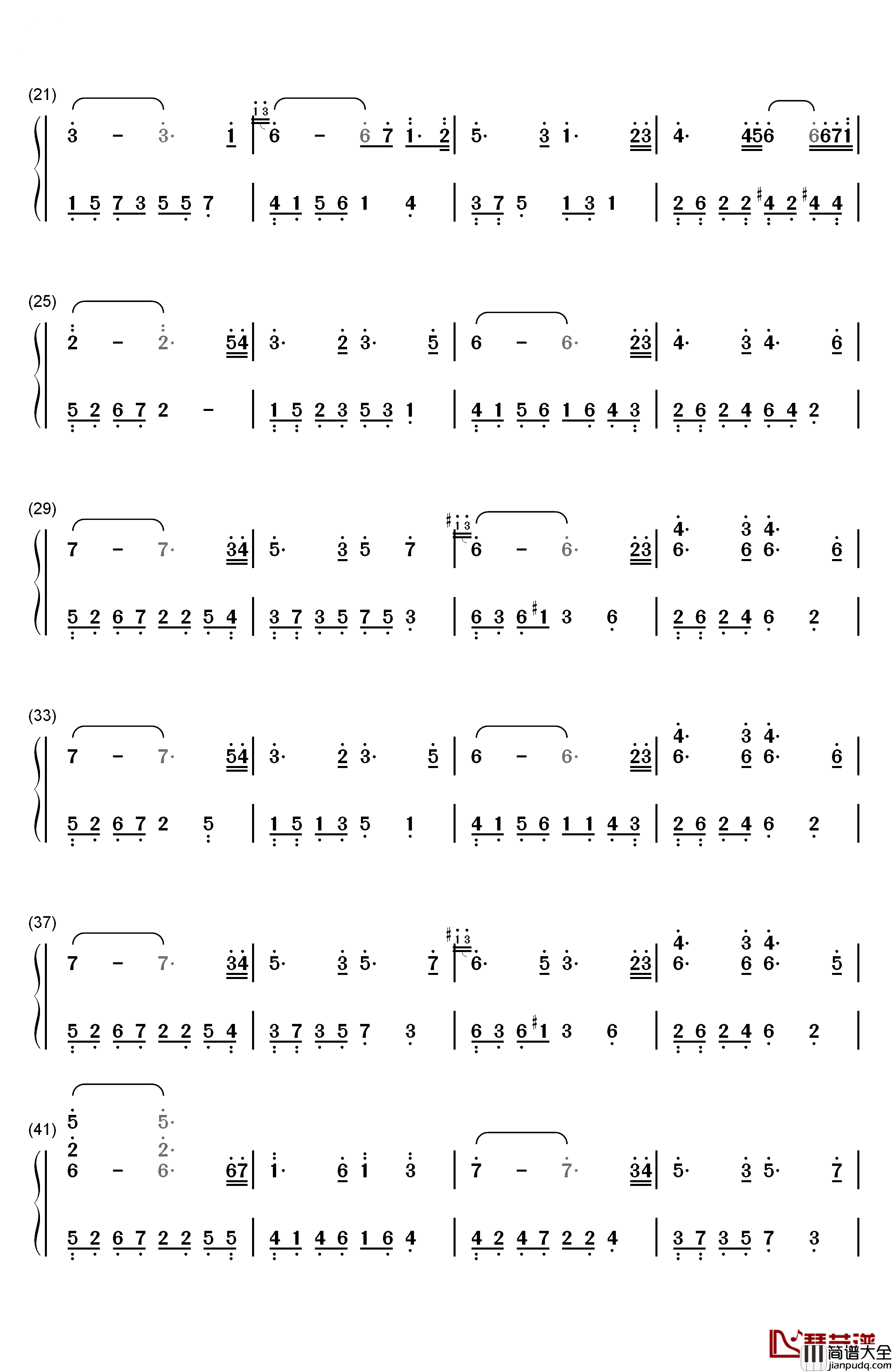 一个人的时光钢琴简谱_数字双手_石进