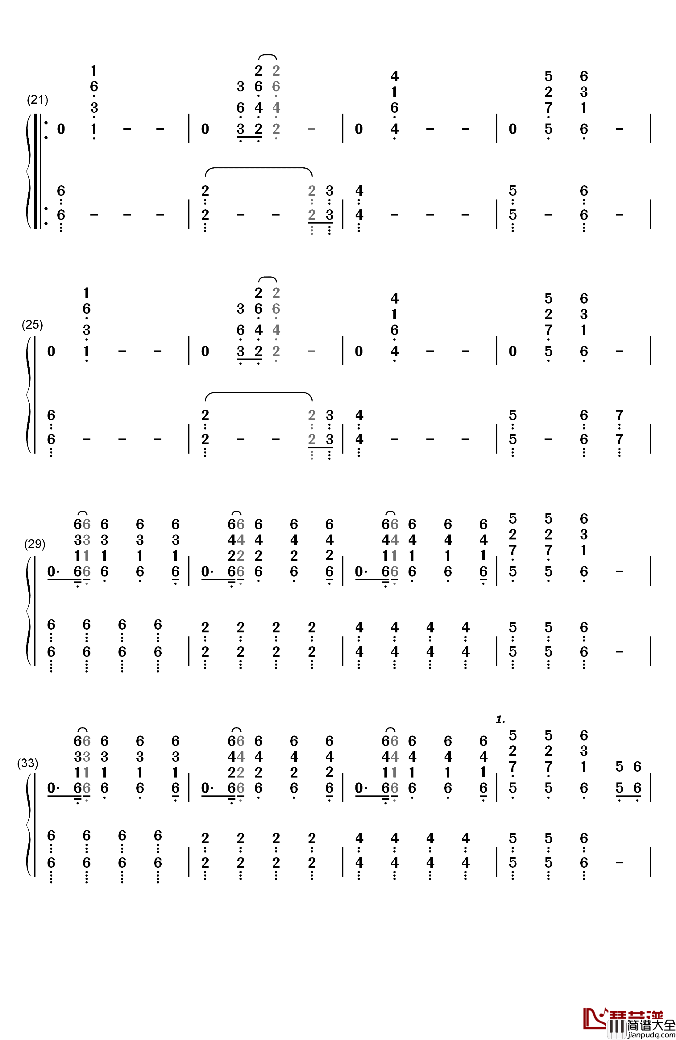 wolf(狼与美女)钢琴简谱_数字双手_EXO
