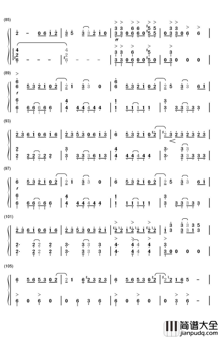 アウターサイエンス钢琴简谱_数字双手_IA