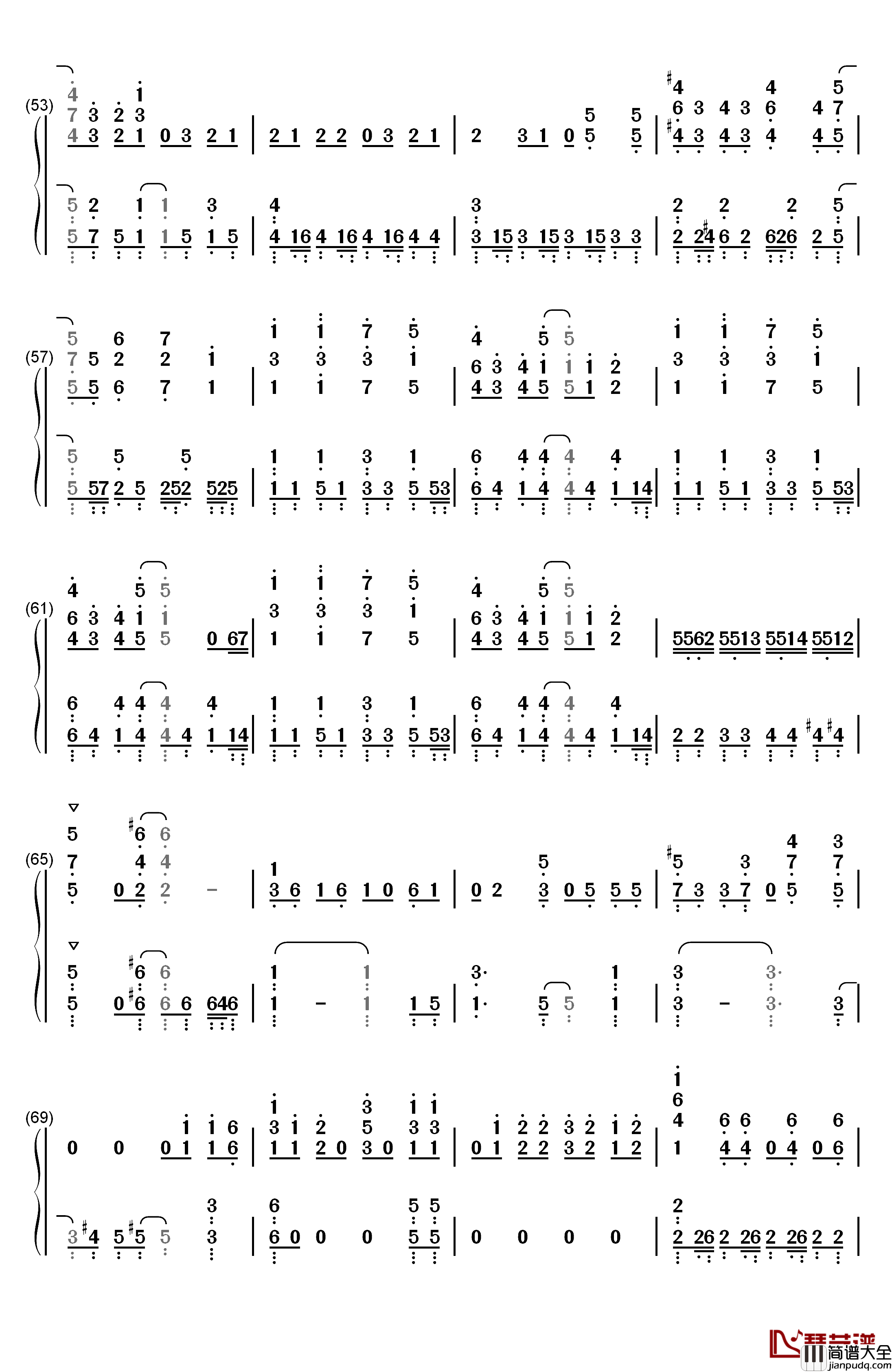 BABY钢琴简谱_数字双手_甜蜜子弹