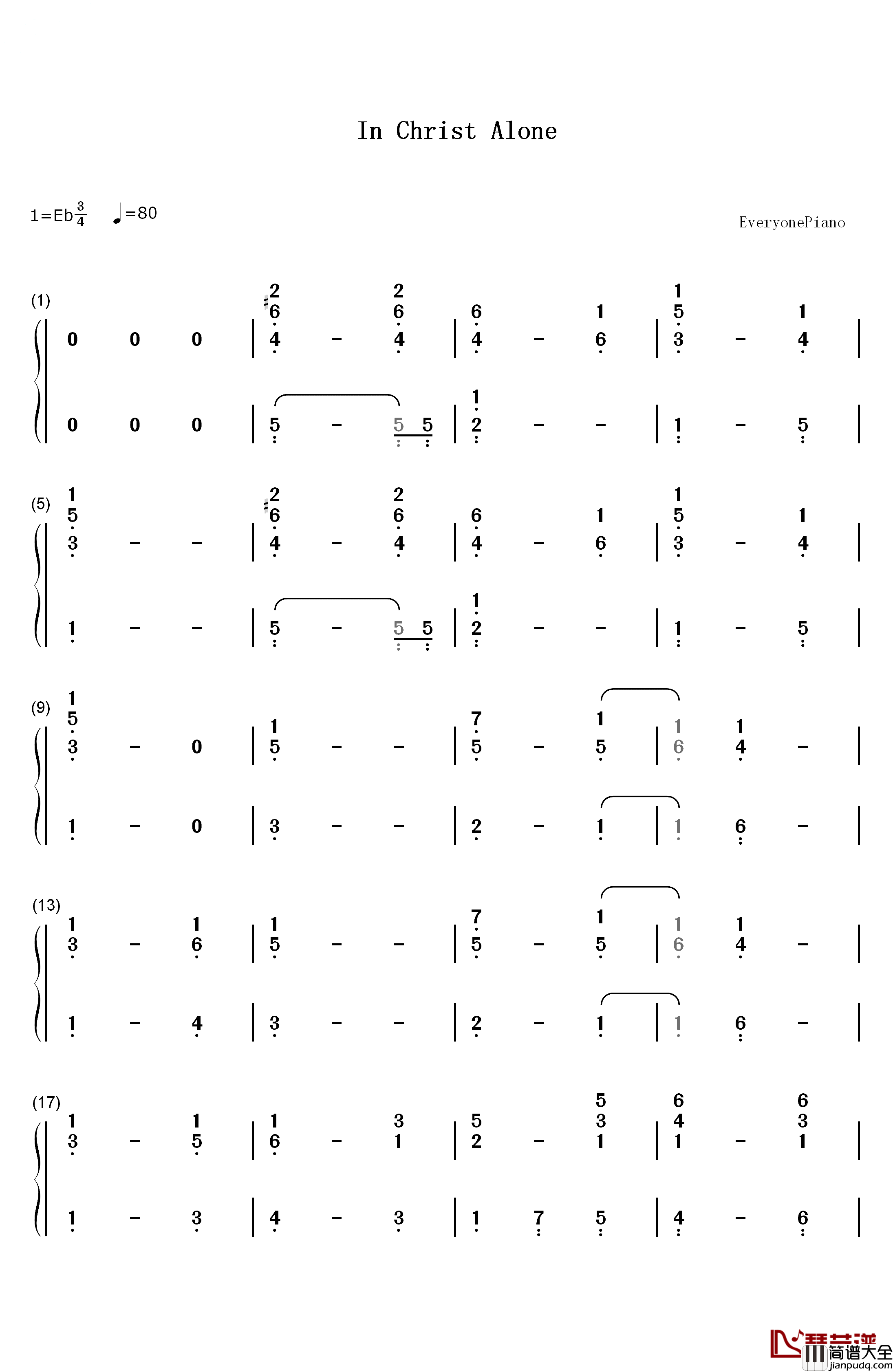 In_Christ_Alone钢琴简谱_数字双手_Owl_City