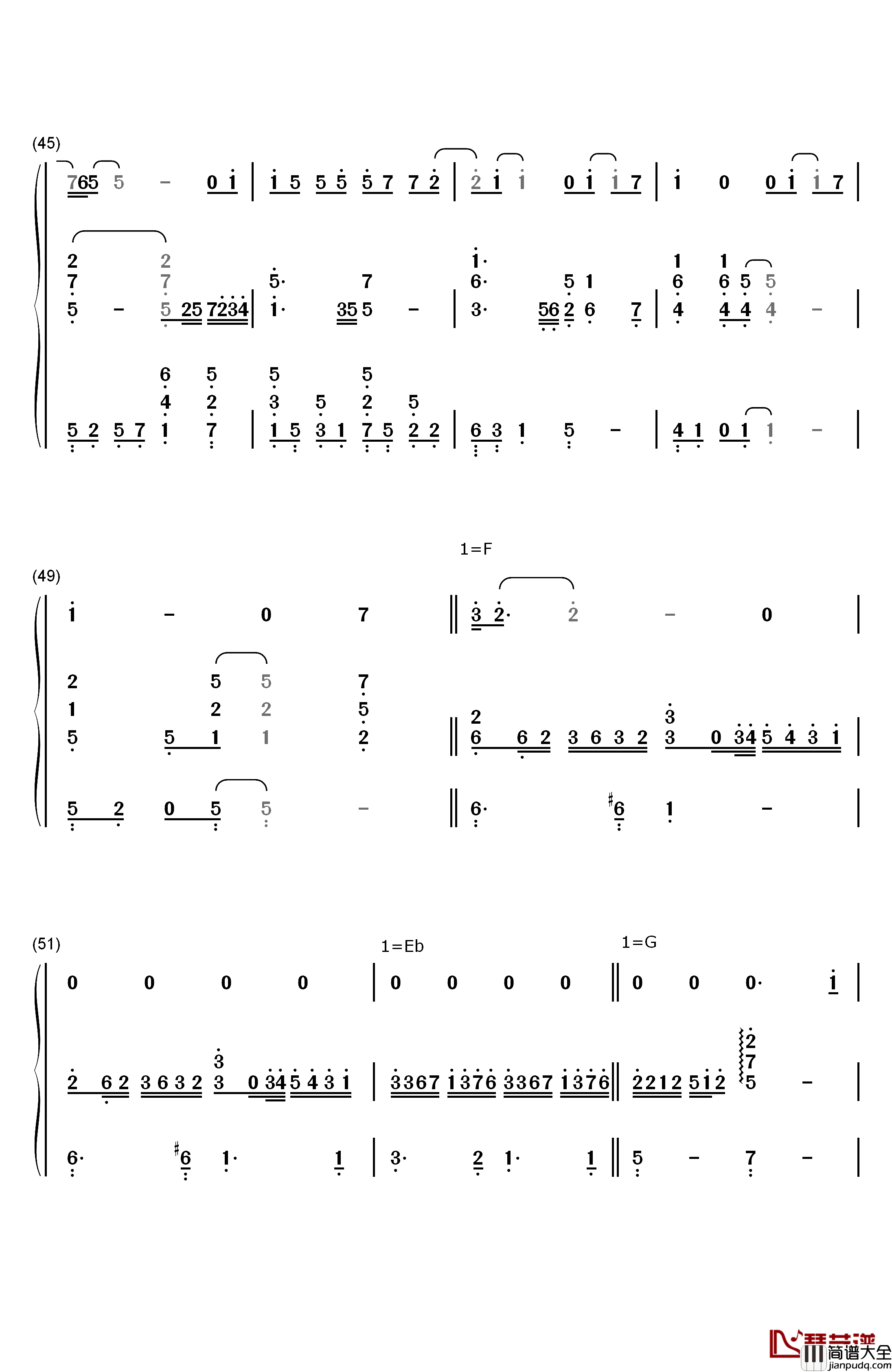 任性钢琴简谱_数字双手_孙燕姿