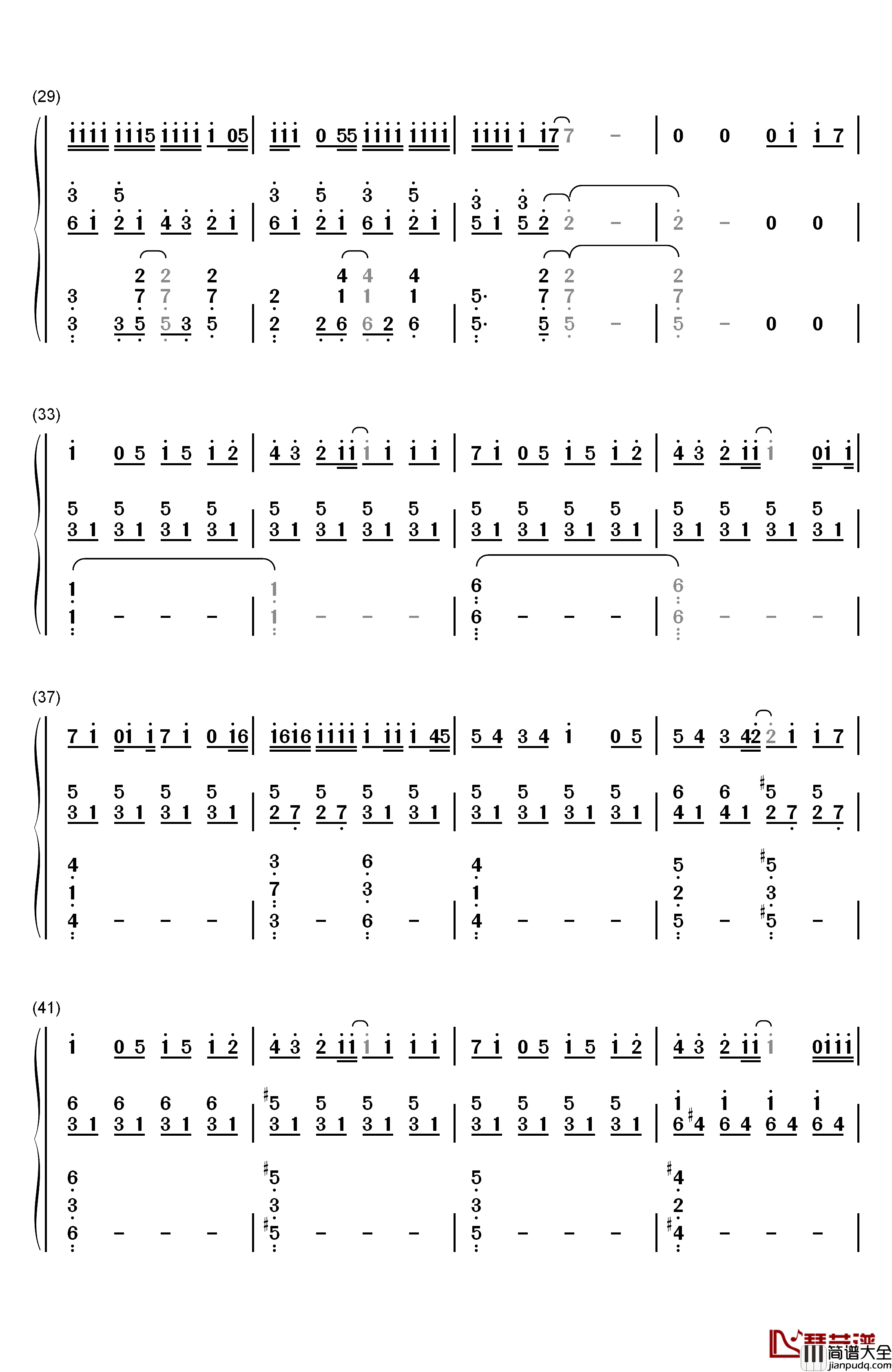 花钢琴简谱_数字双手_片寄凉太_数原龙友
