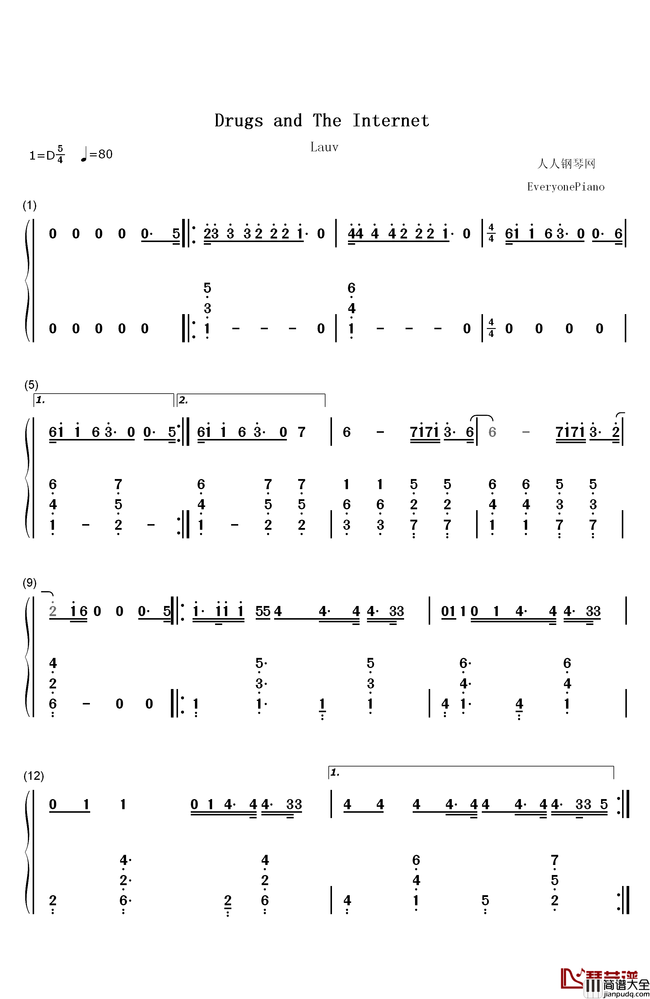 Drugs_and_The_Internet钢琴简谱_数字双手_Lauv