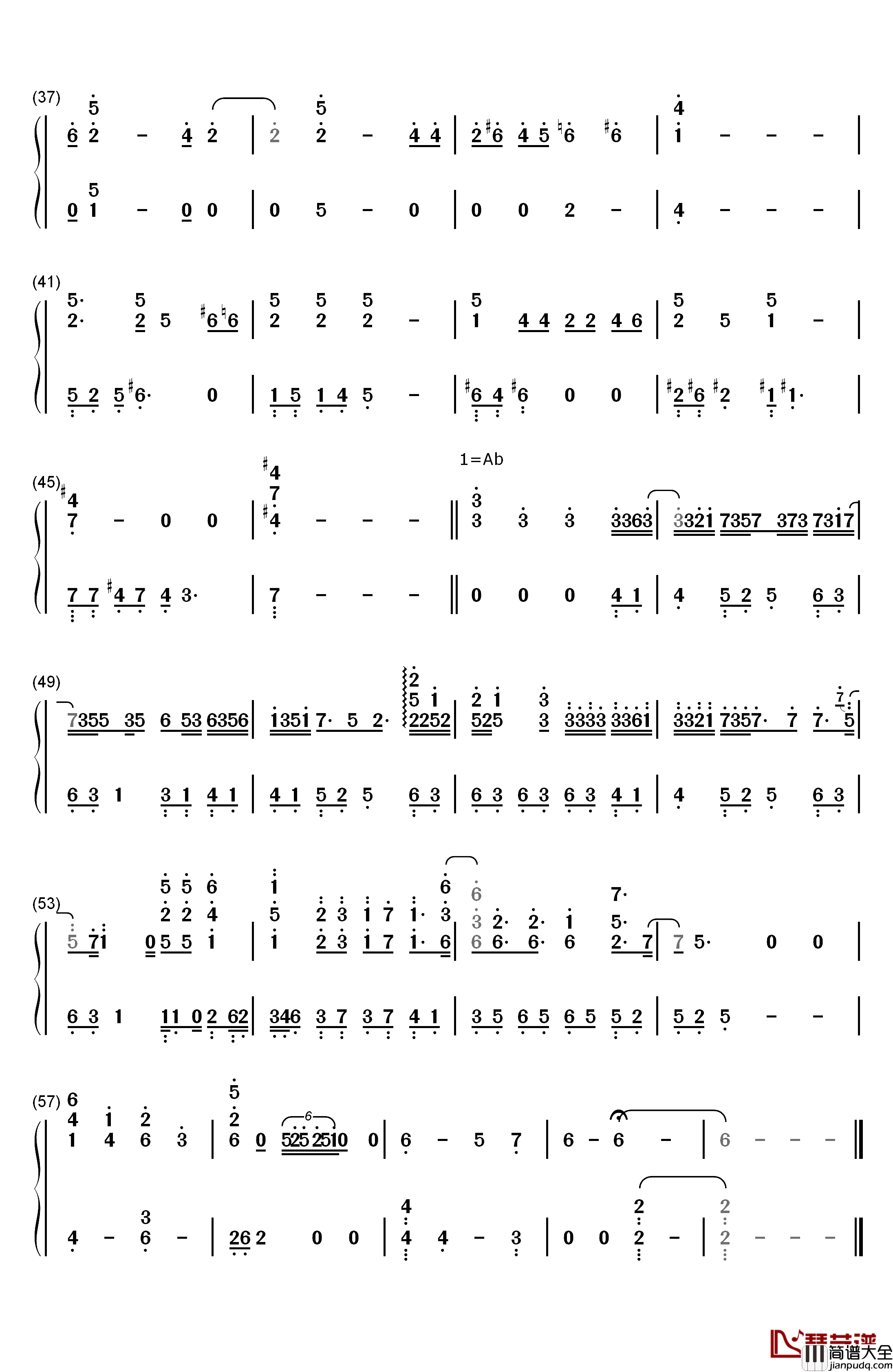 Blue钢琴简谱_数字双手_Hiroyuki_Sawano