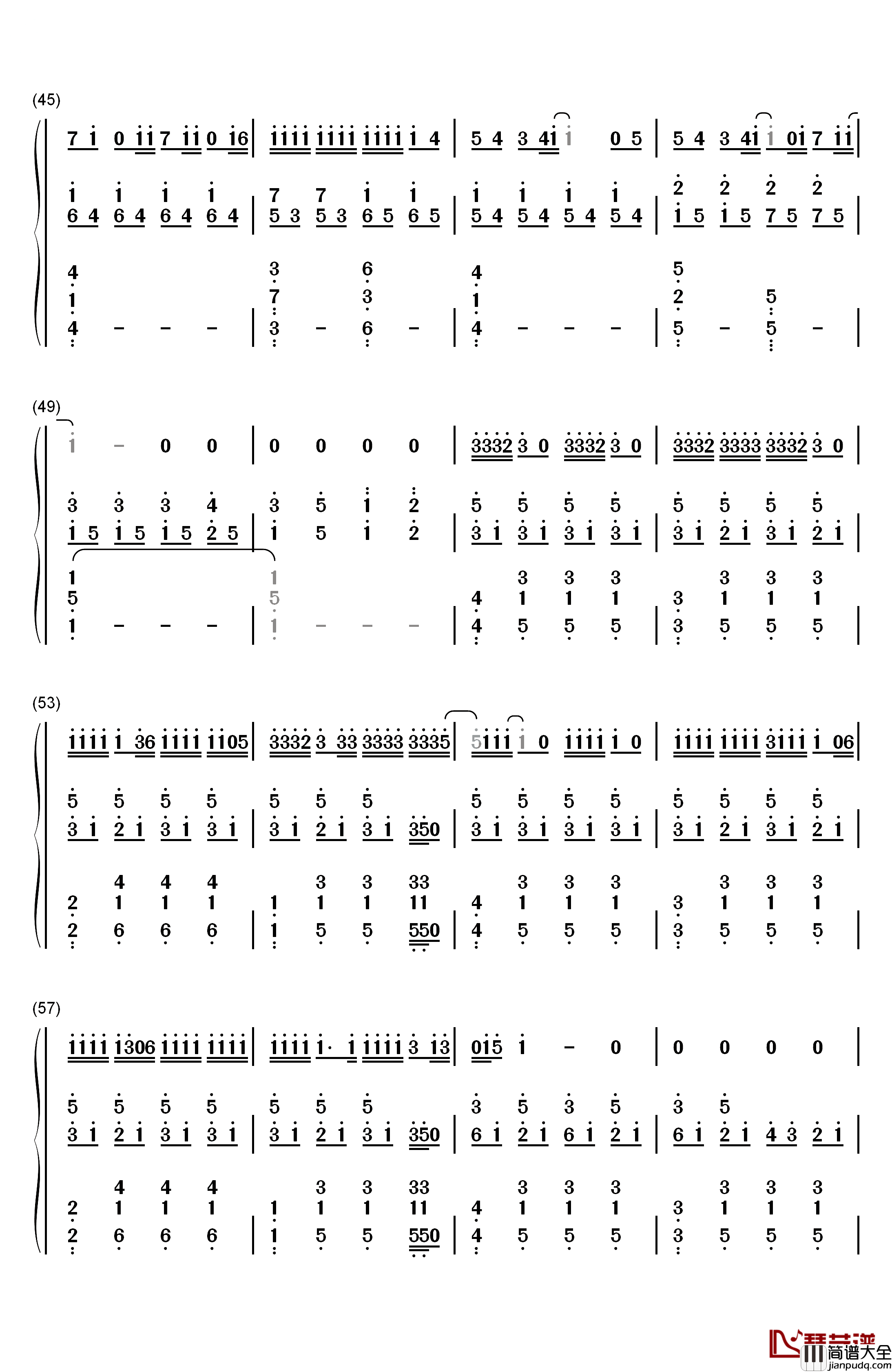 花钢琴简谱_数字双手_片寄凉太_数原龙友