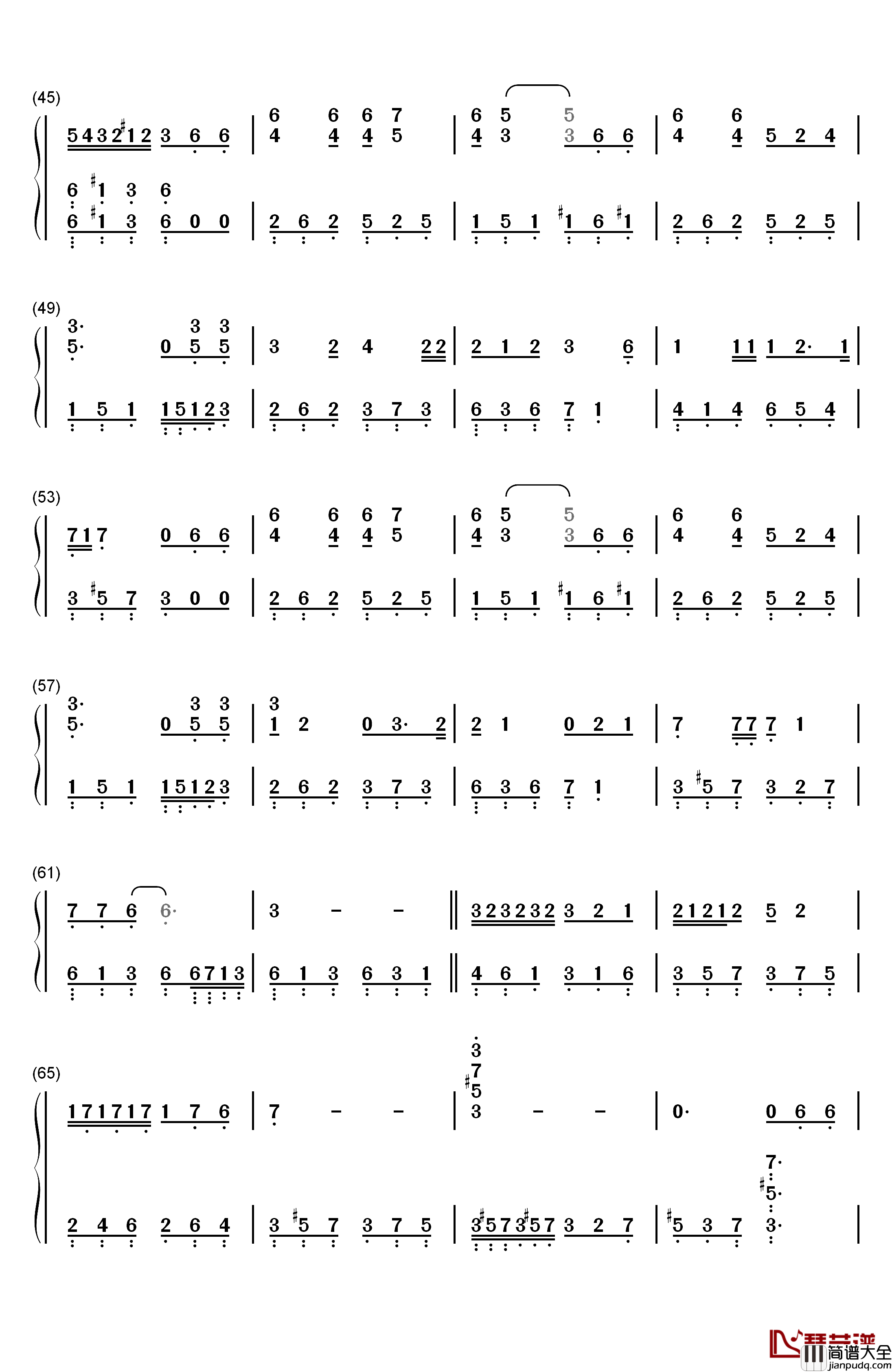 全世界谁倾听你钢琴简谱_数字双手_林宥嘉