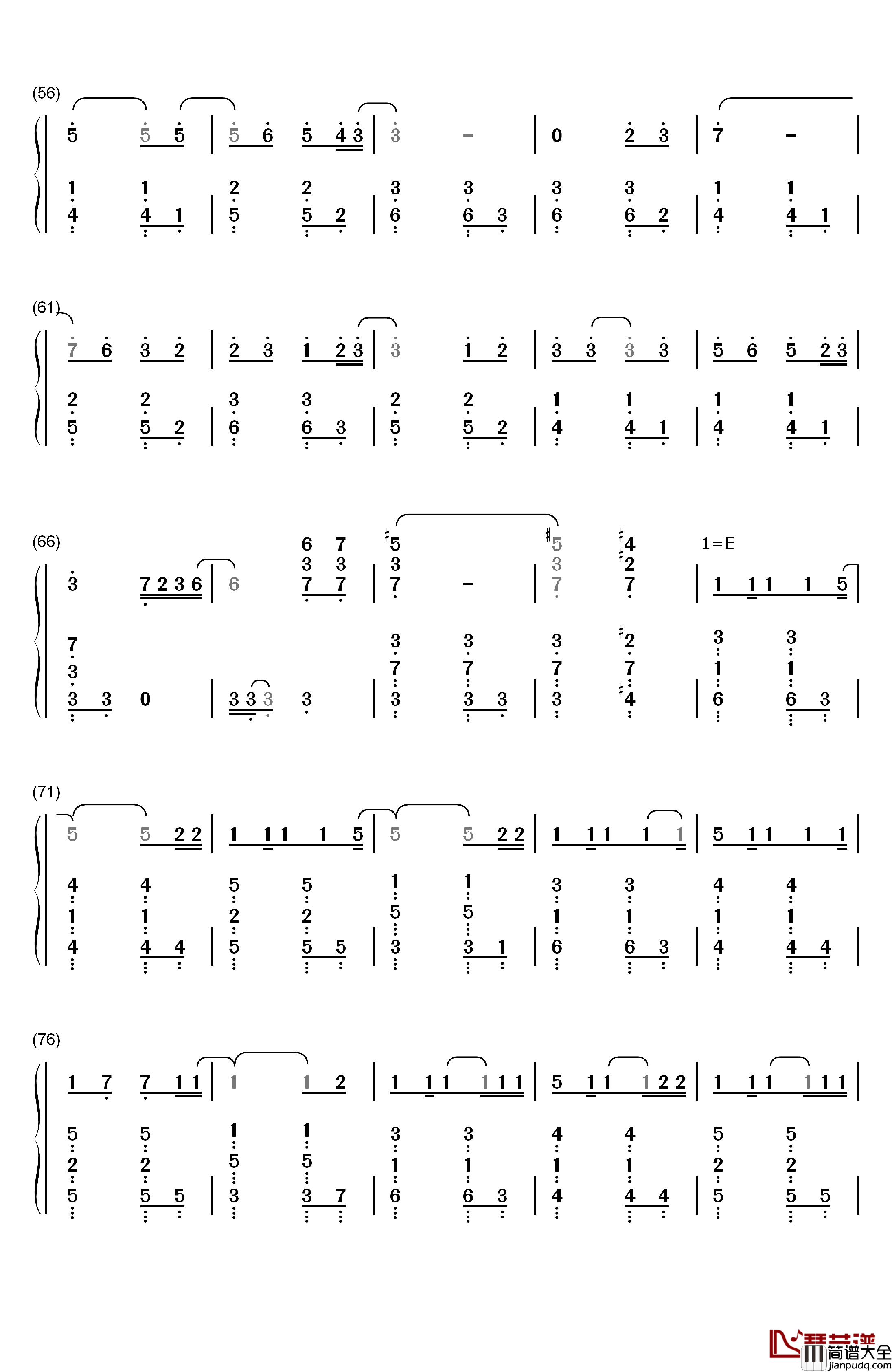 楔钢琴简谱_数字双手_奥华子
