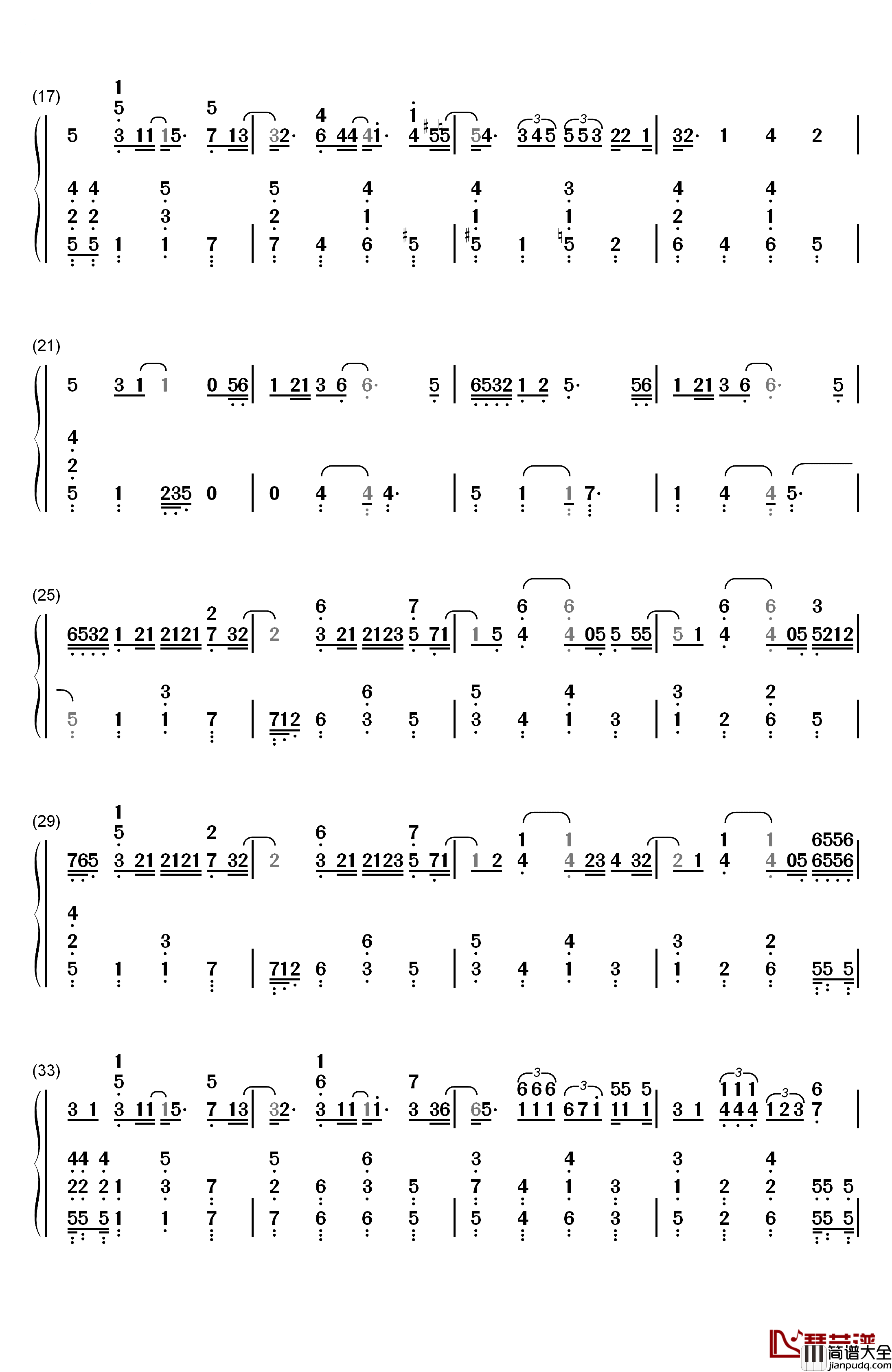 单车钢琴简谱_数字双手_陈奕迅