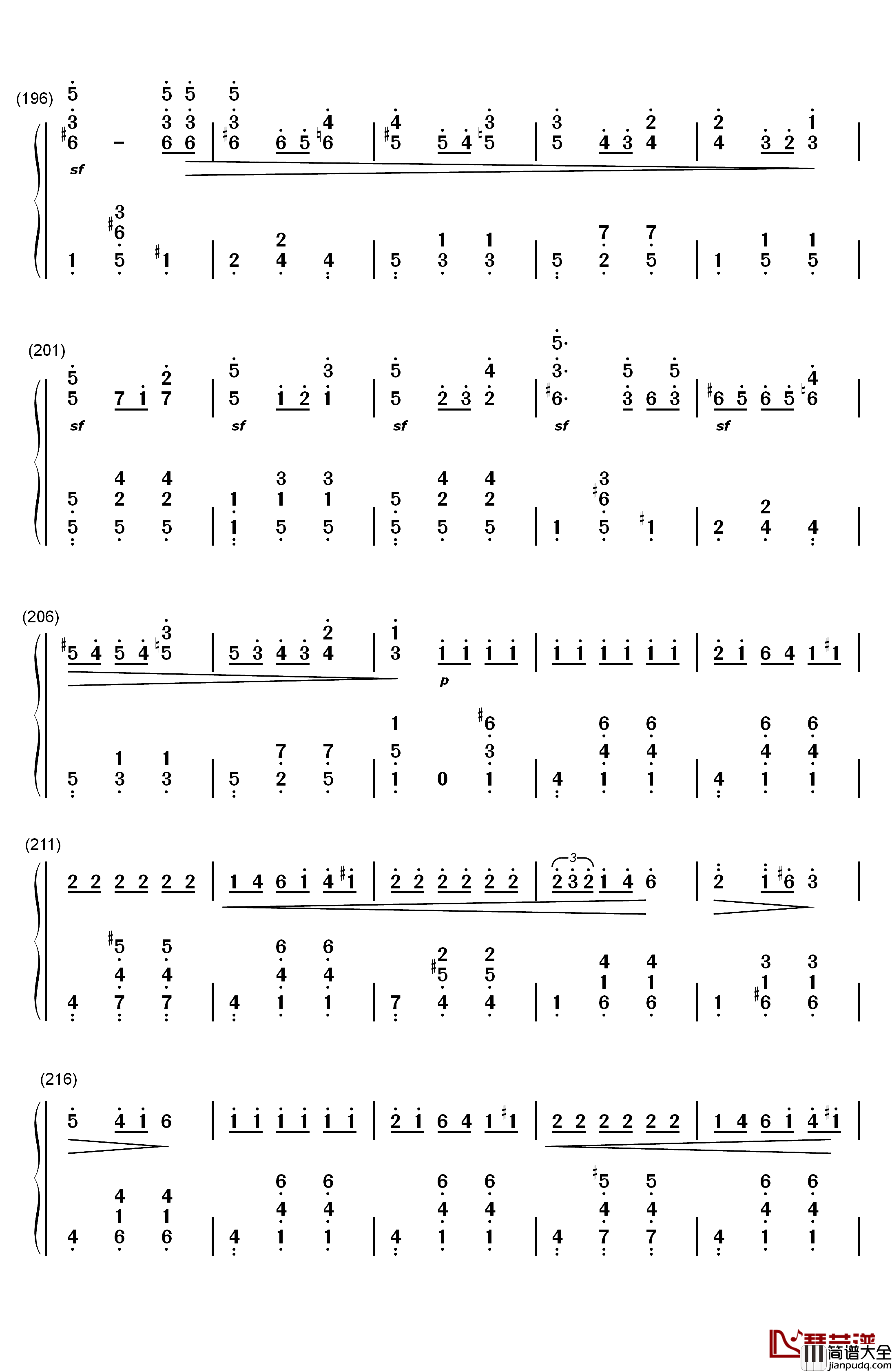 华丽大圆舞曲钢琴简谱_数字双手_肖邦