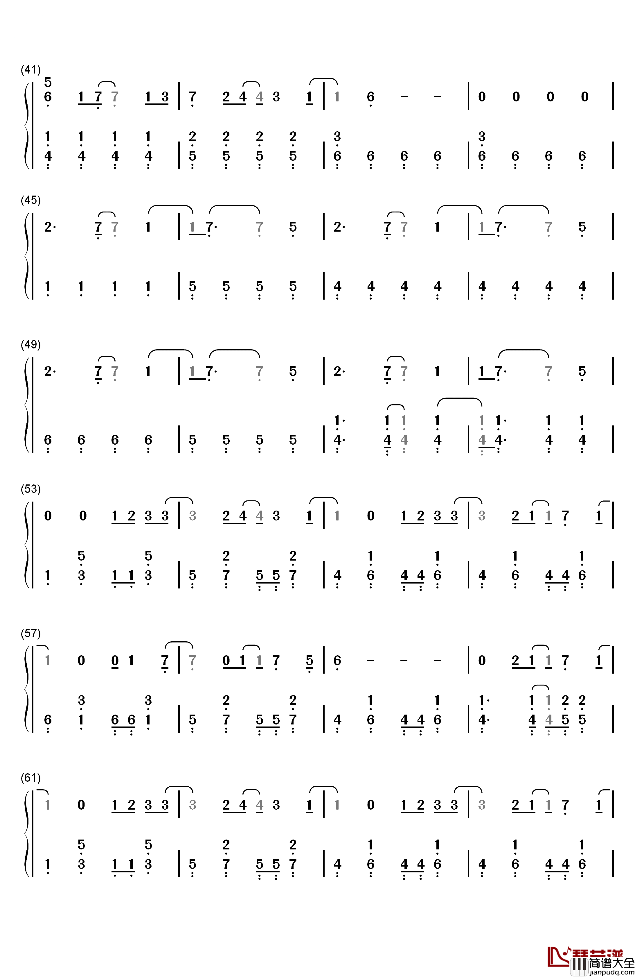 Glamorous_Sky钢琴简谱_数字双手_中岛美嘉