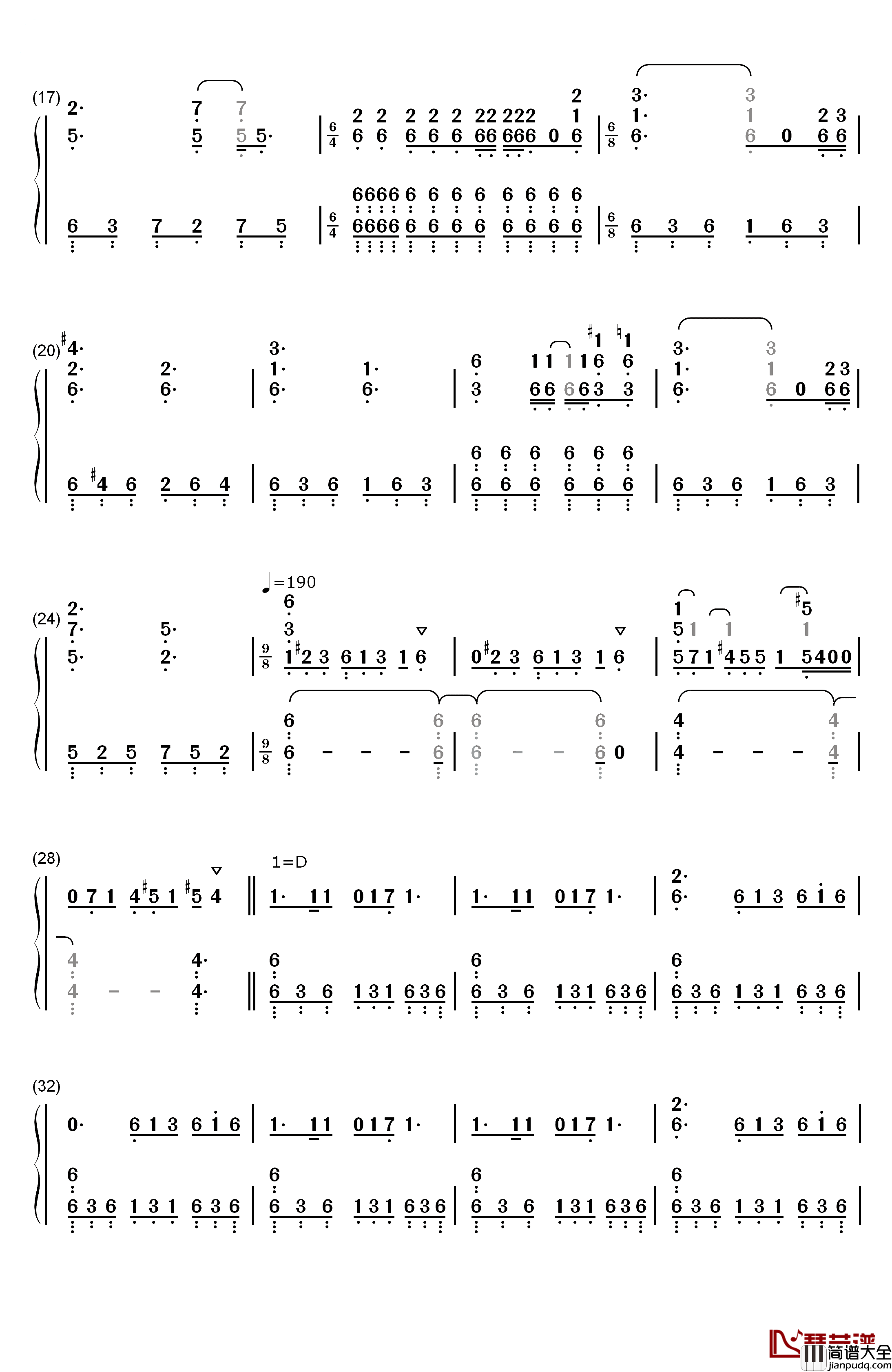 The_Adventures_of_Han钢琴简谱_数字双手_John_Williams