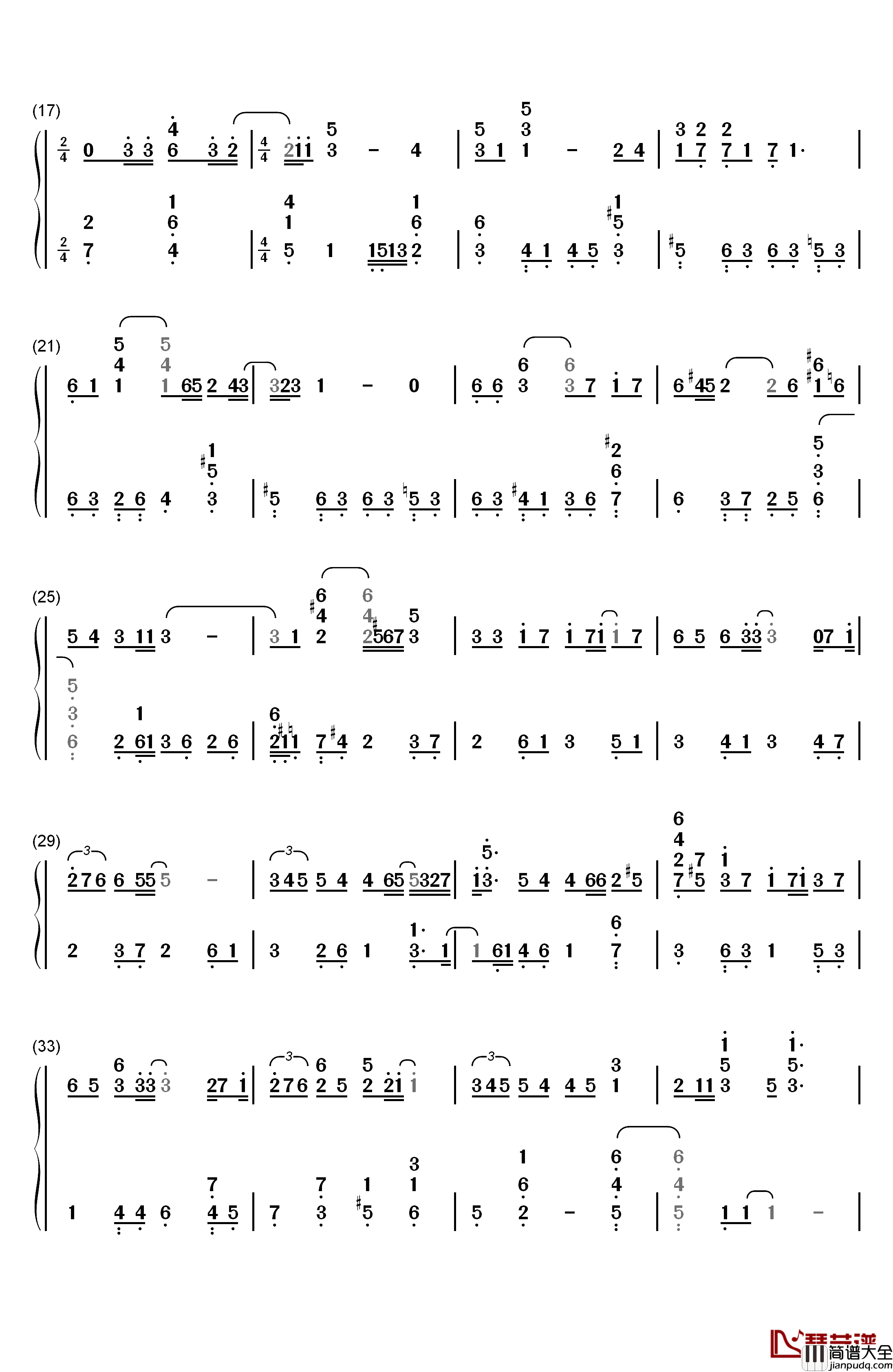 雪の華钢琴简谱_数字双手_中岛美嘉