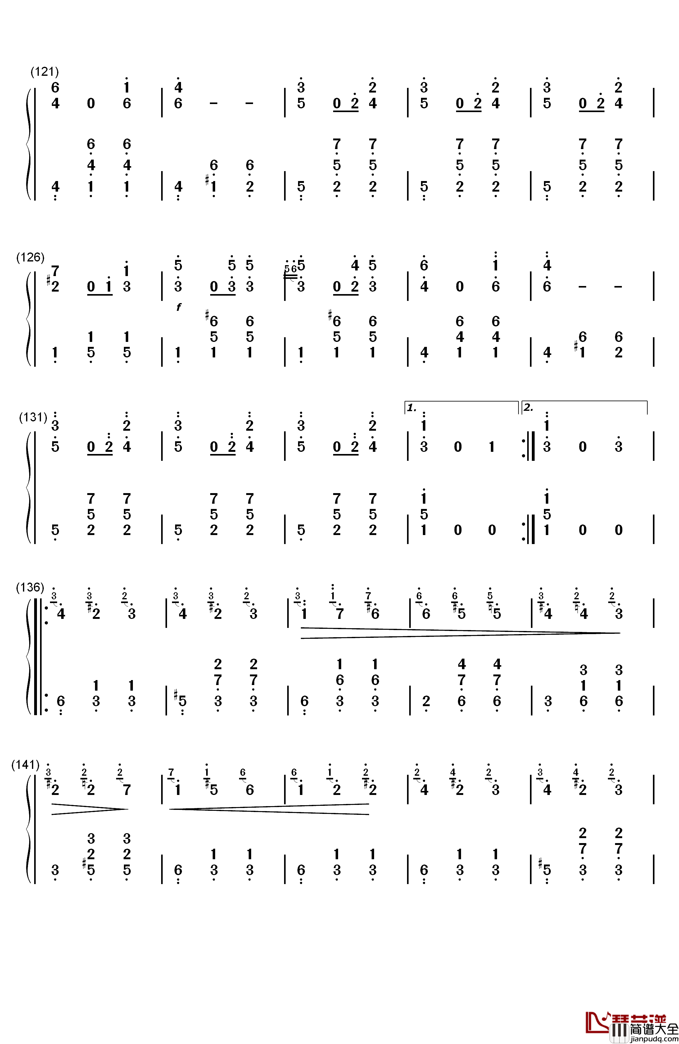 华丽大圆舞曲钢琴简谱_数字双手_肖邦