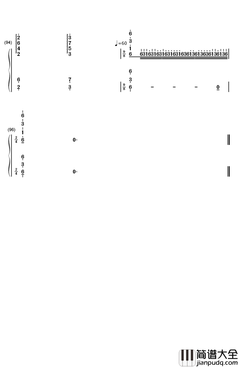 千年等一回钢琴简谱_数字双手_高胜美