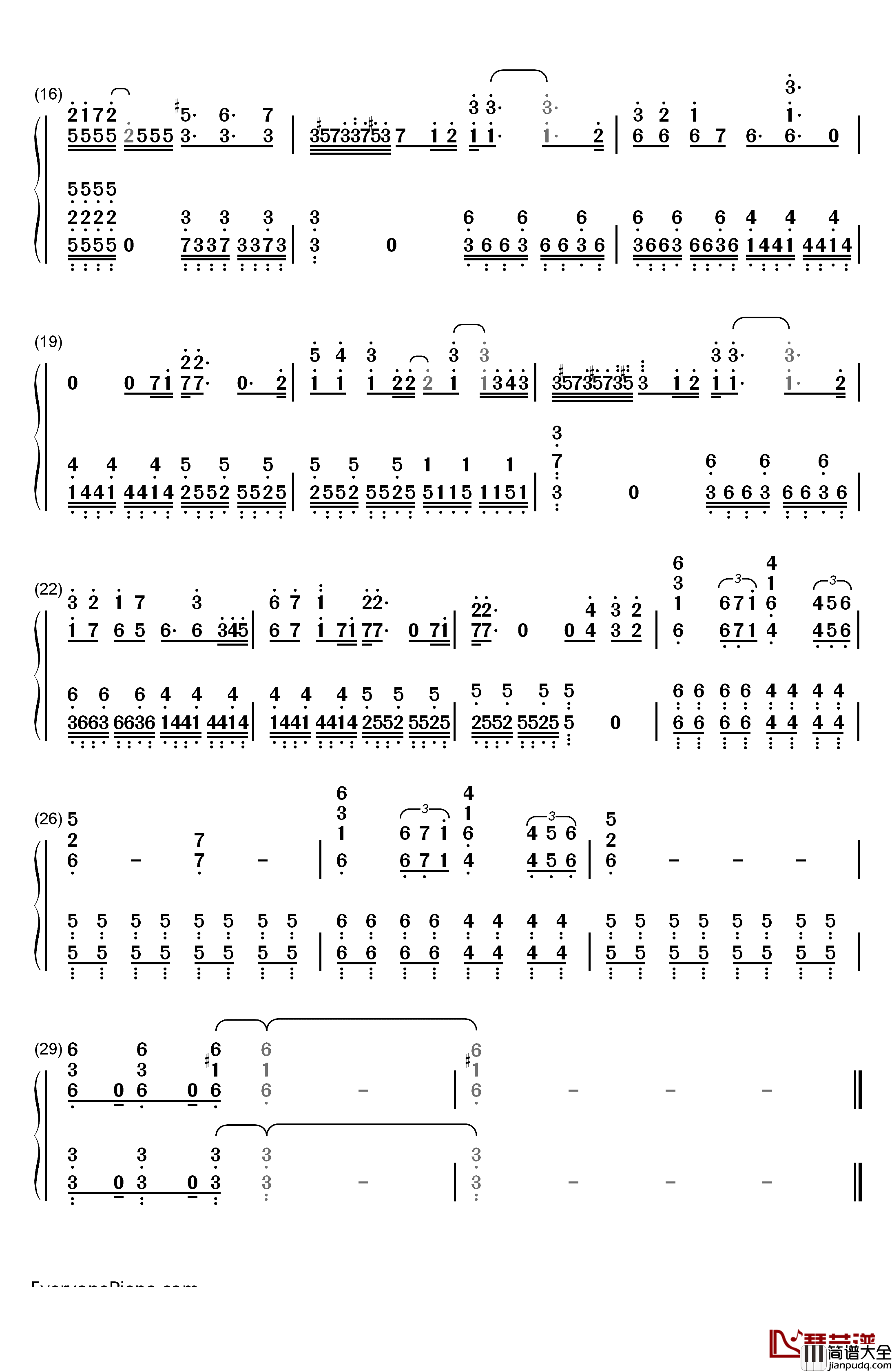 天马座的幻想钢琴简谱_数字双手_MAKE_UP