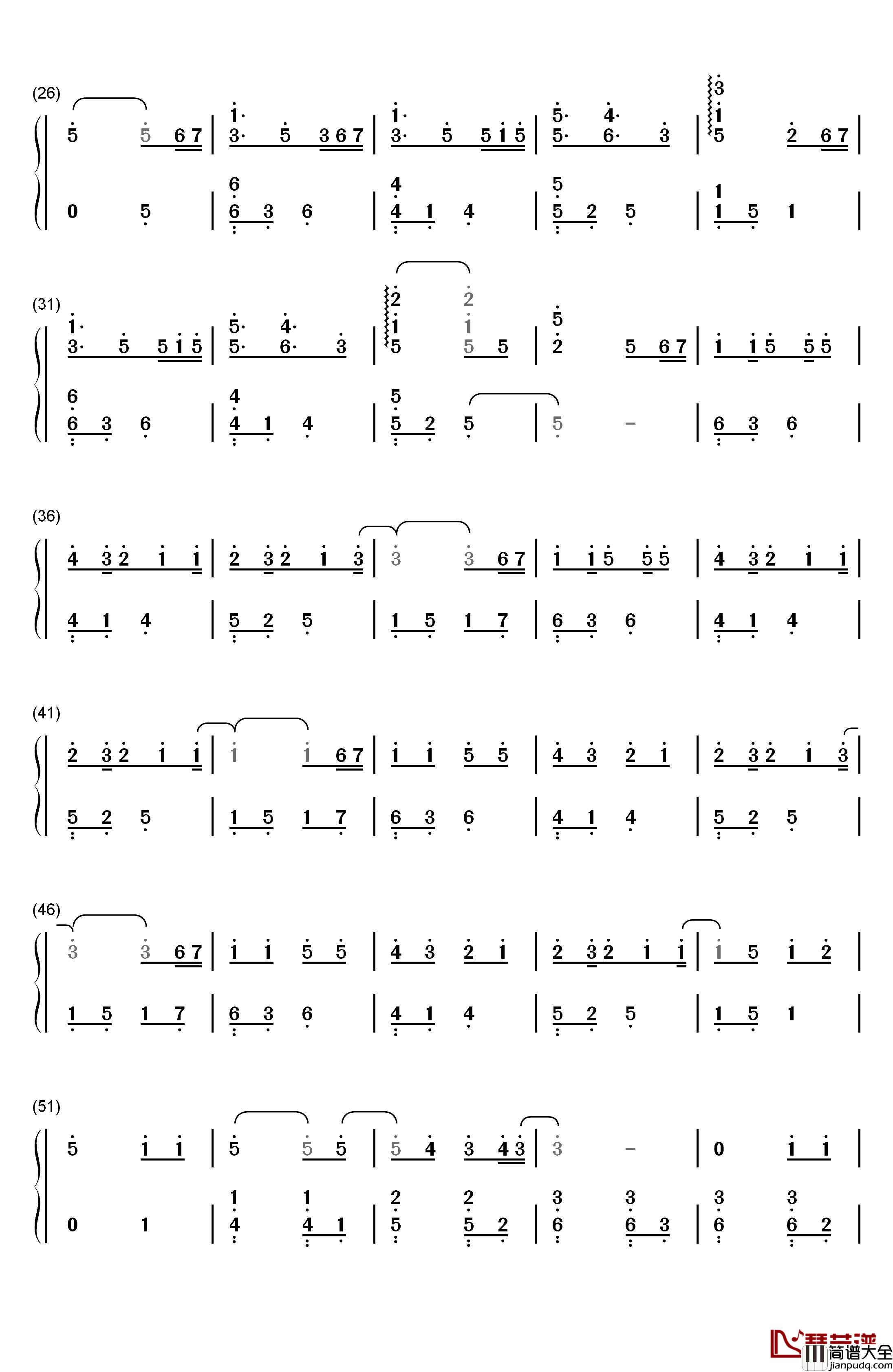 楔钢琴简谱_数字双手_奥华子