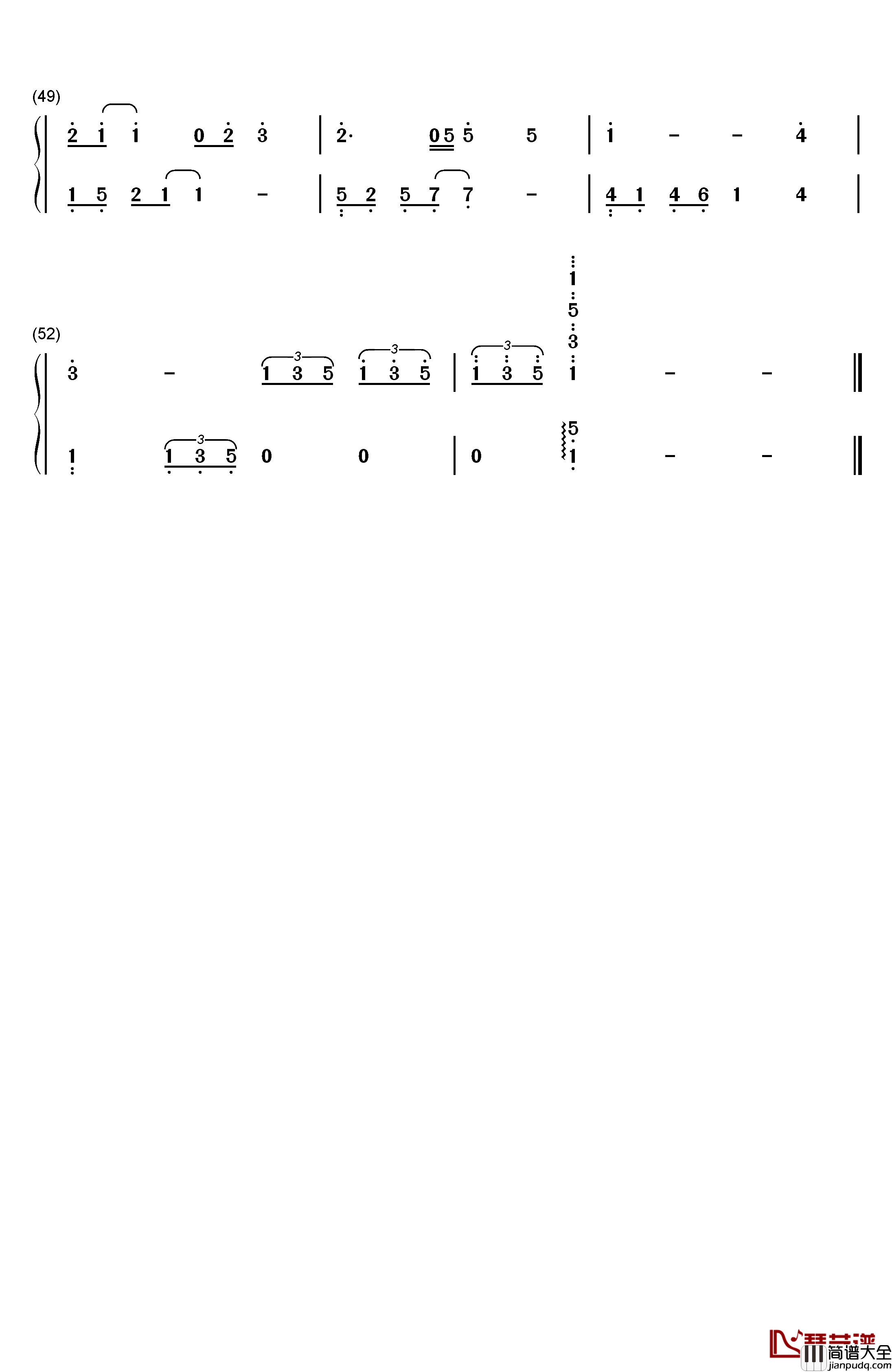 想太多钢琴简谱_数字双手_李玖哲