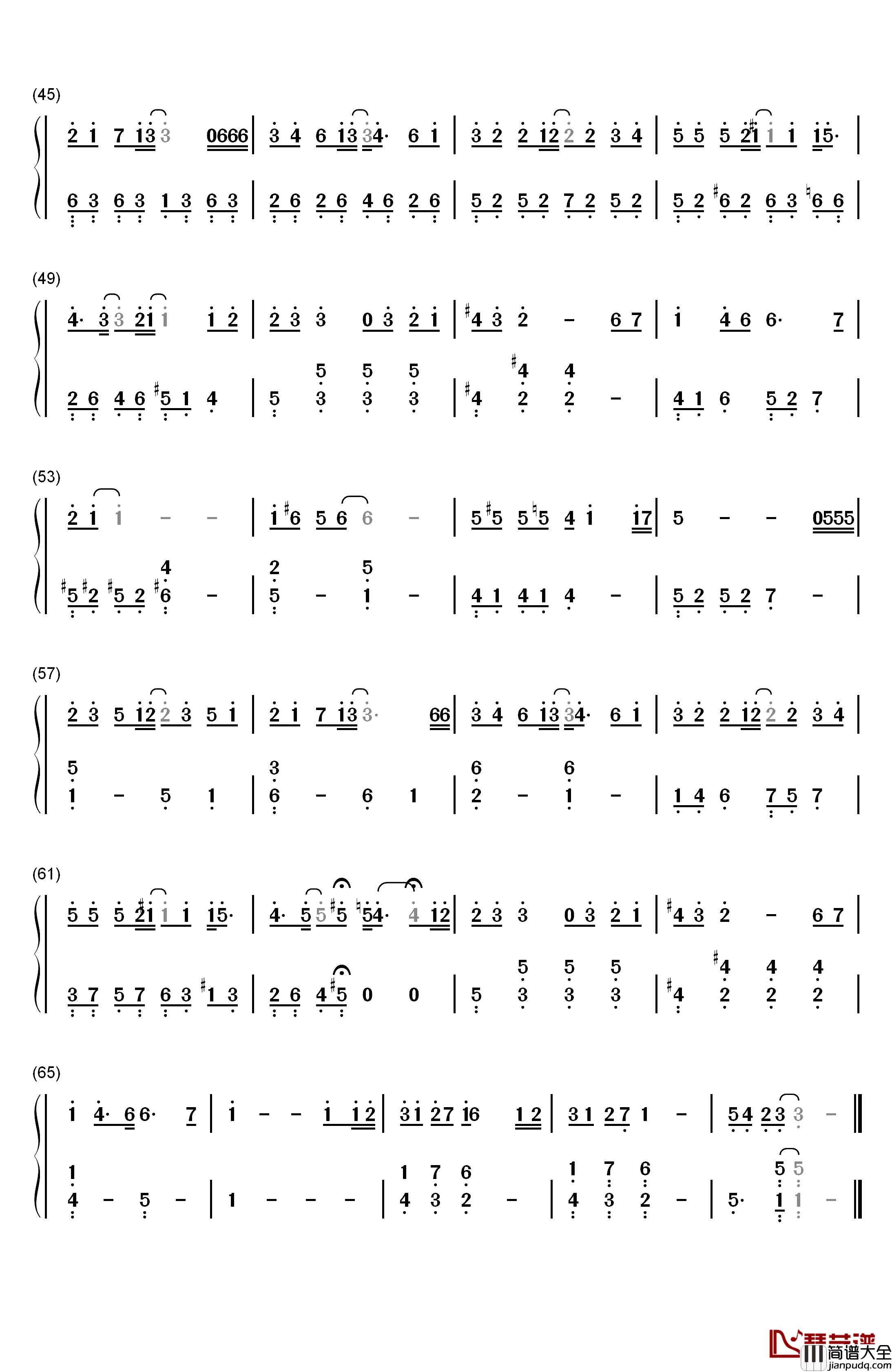 爱了很久的朋友钢琴简谱_数字双手_田馥甄