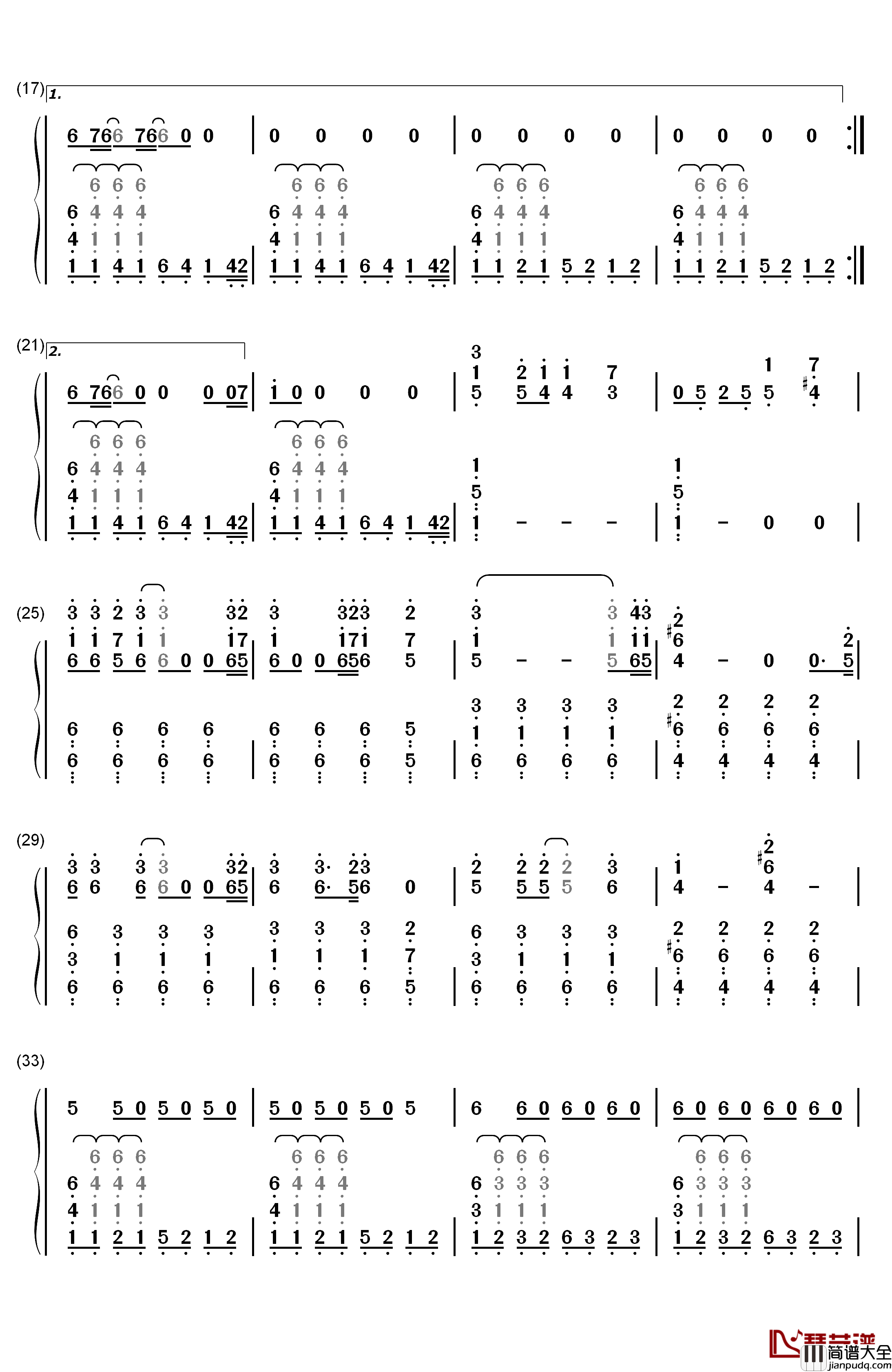 Us_and_Them钢琴简谱_数字双手_Pink_Floyd