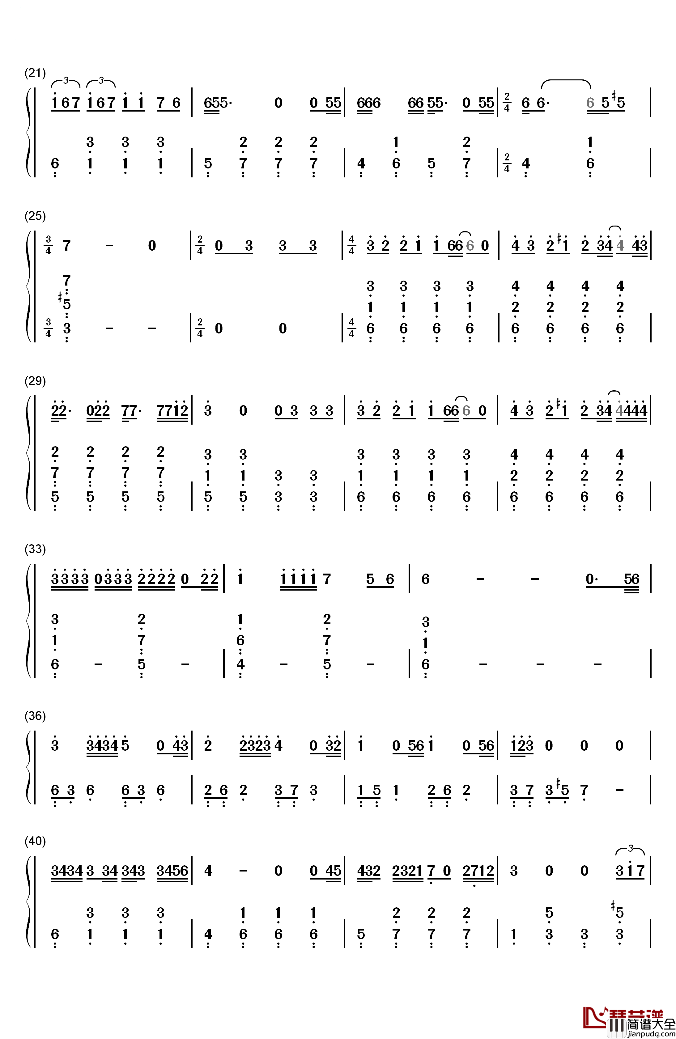 秋桜钢琴简谱_数字双手_柴田淳