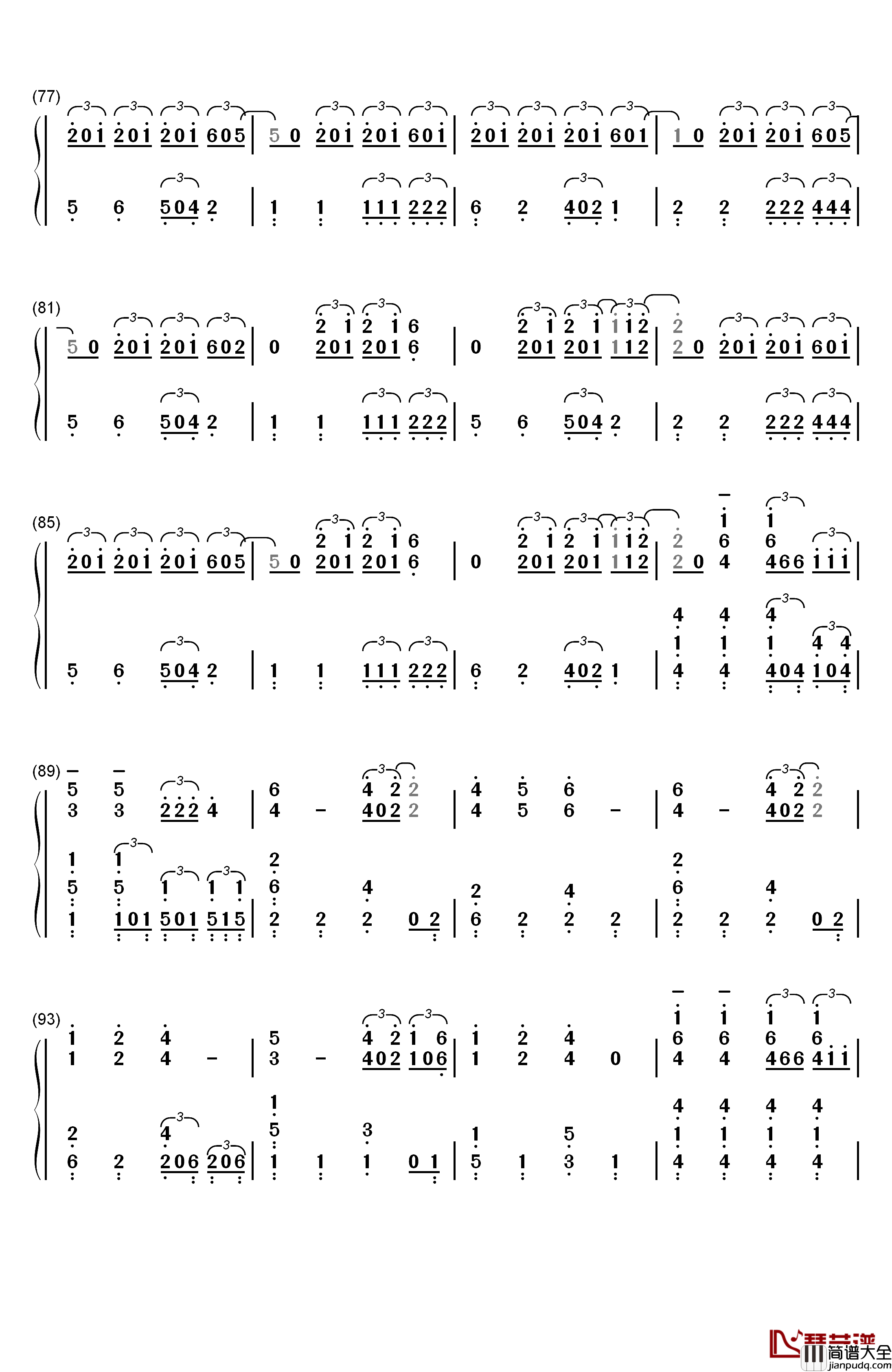 Sail钢琴简谱_数字双手_Awolnation