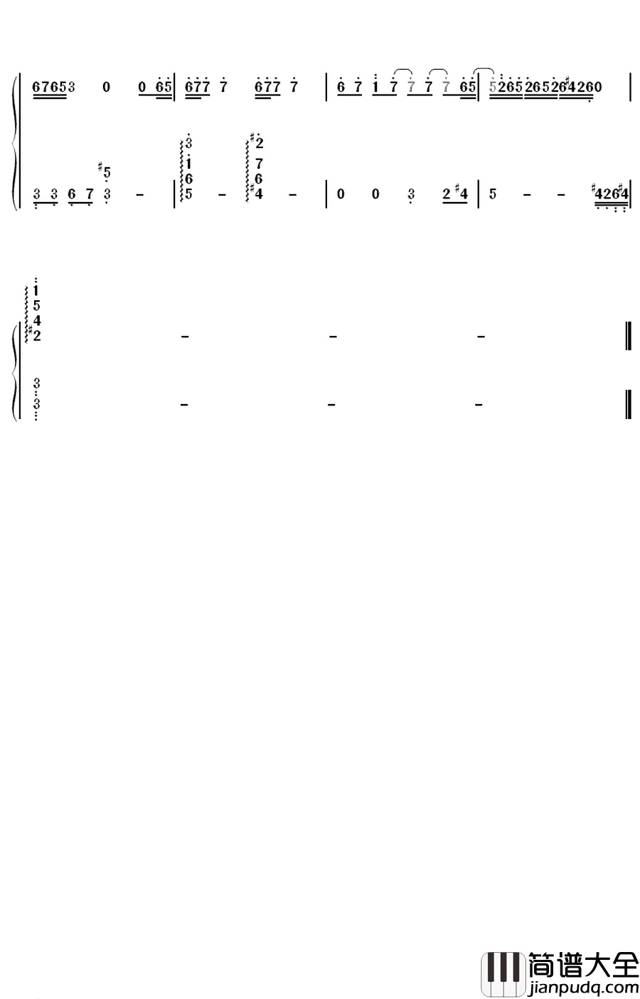 剑伤钢琴简谱_数字双手_李易峰